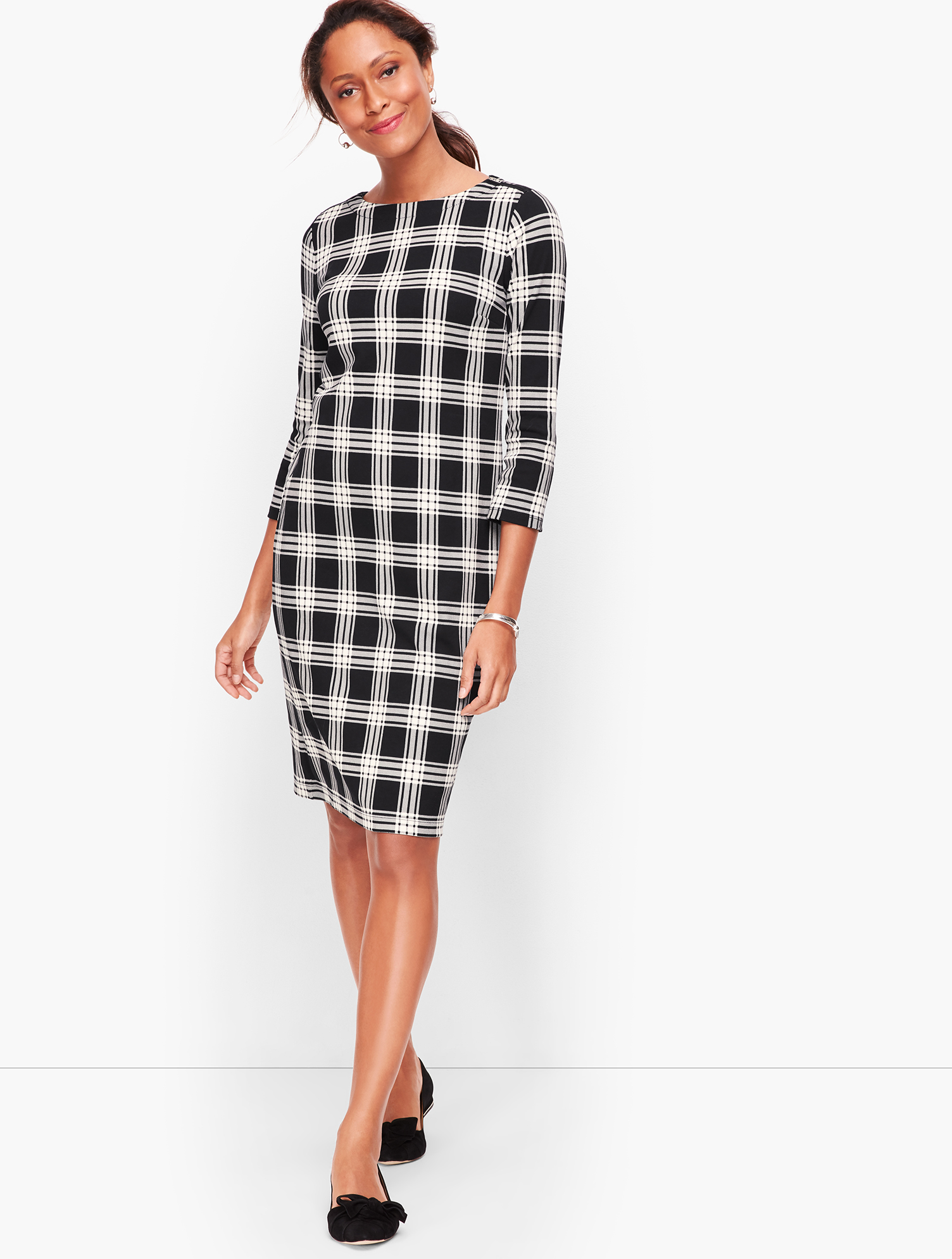 ワンピース Buffalo Plaid Cotton Henley Dress Cotton Buffalo Check Shift Dress | Talbots