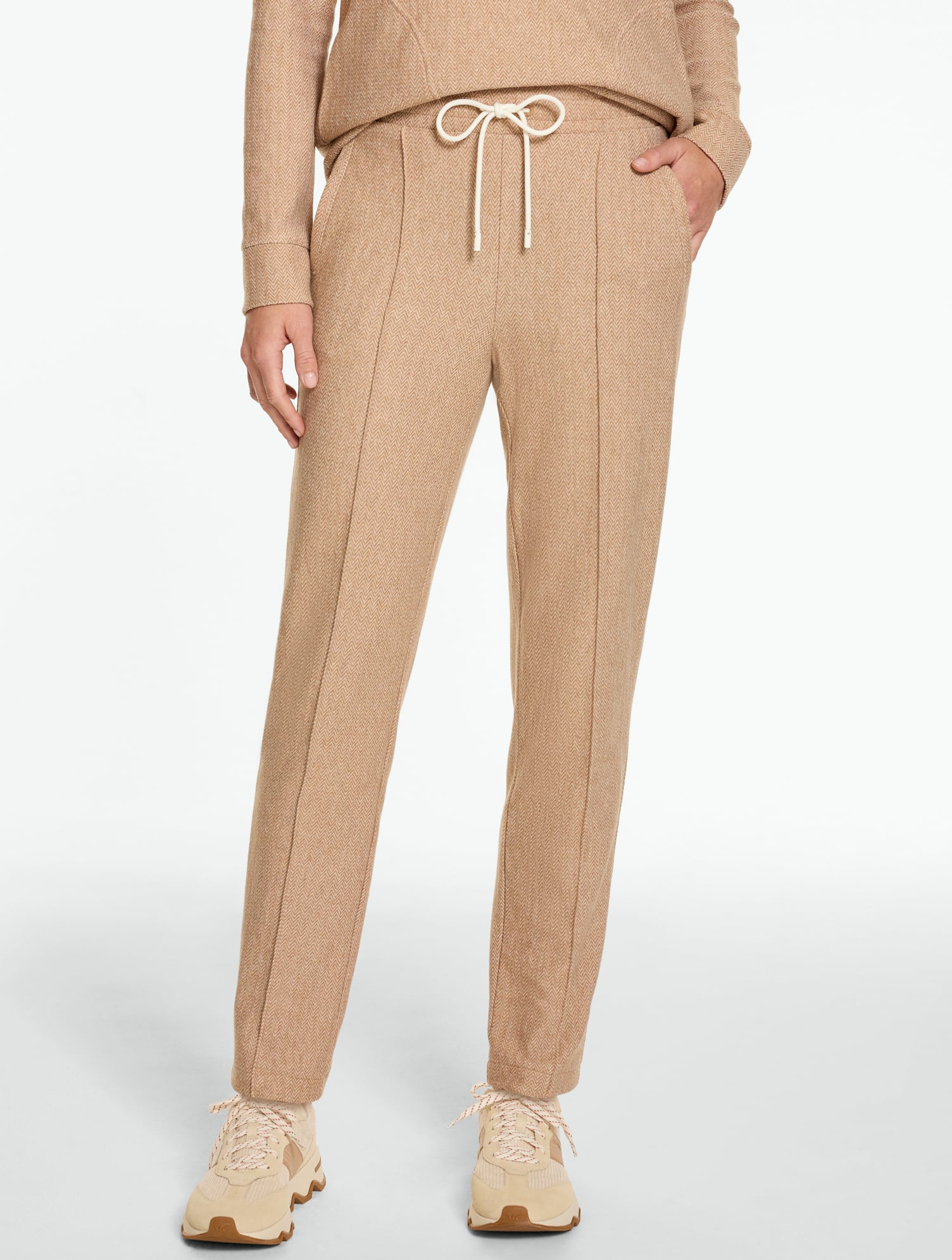 Tapered Leg Pants - Textured Herringbone