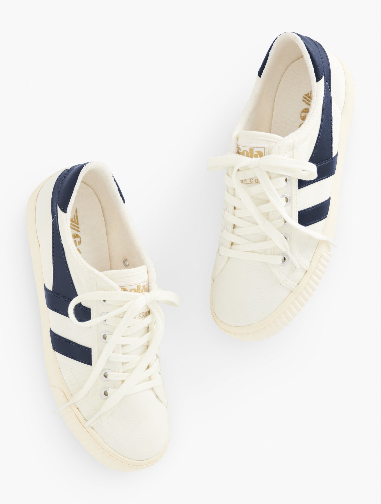 Talbots Golaâ® Mark Cox Tennis Sneakers - Off White/navy Blue - 8m - 100% Cotton  In Off White,navy Blue