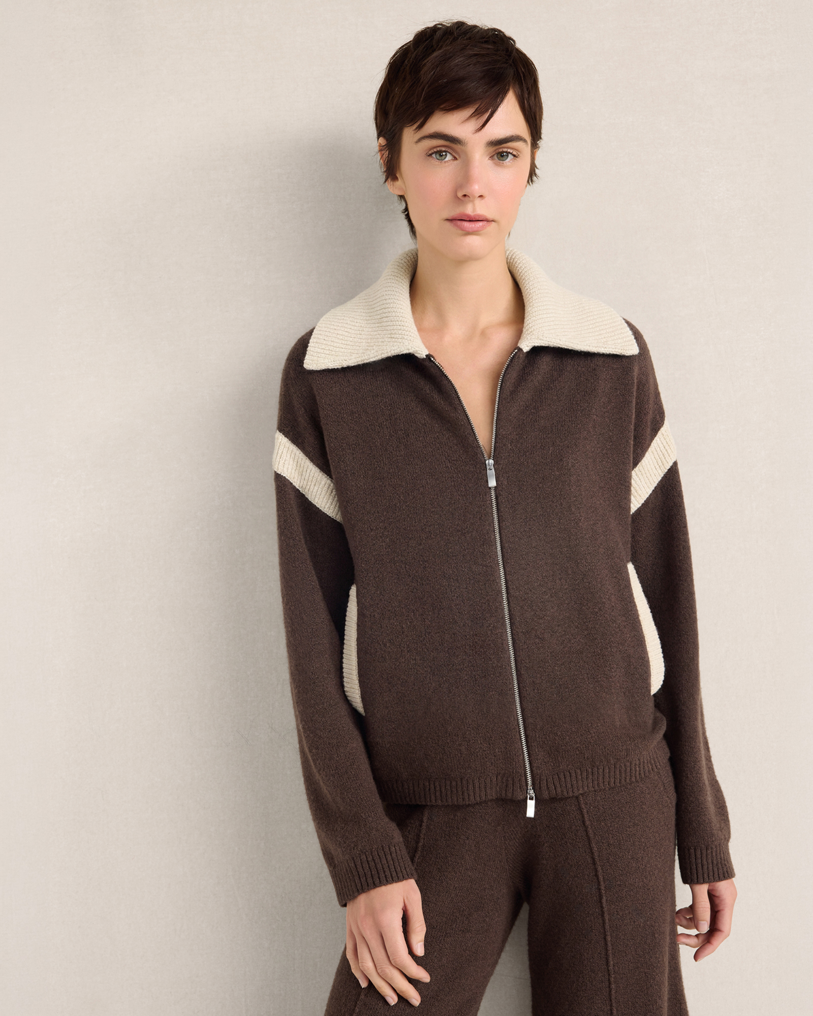 Organic Cotton Blend Zip Sweater Jacket