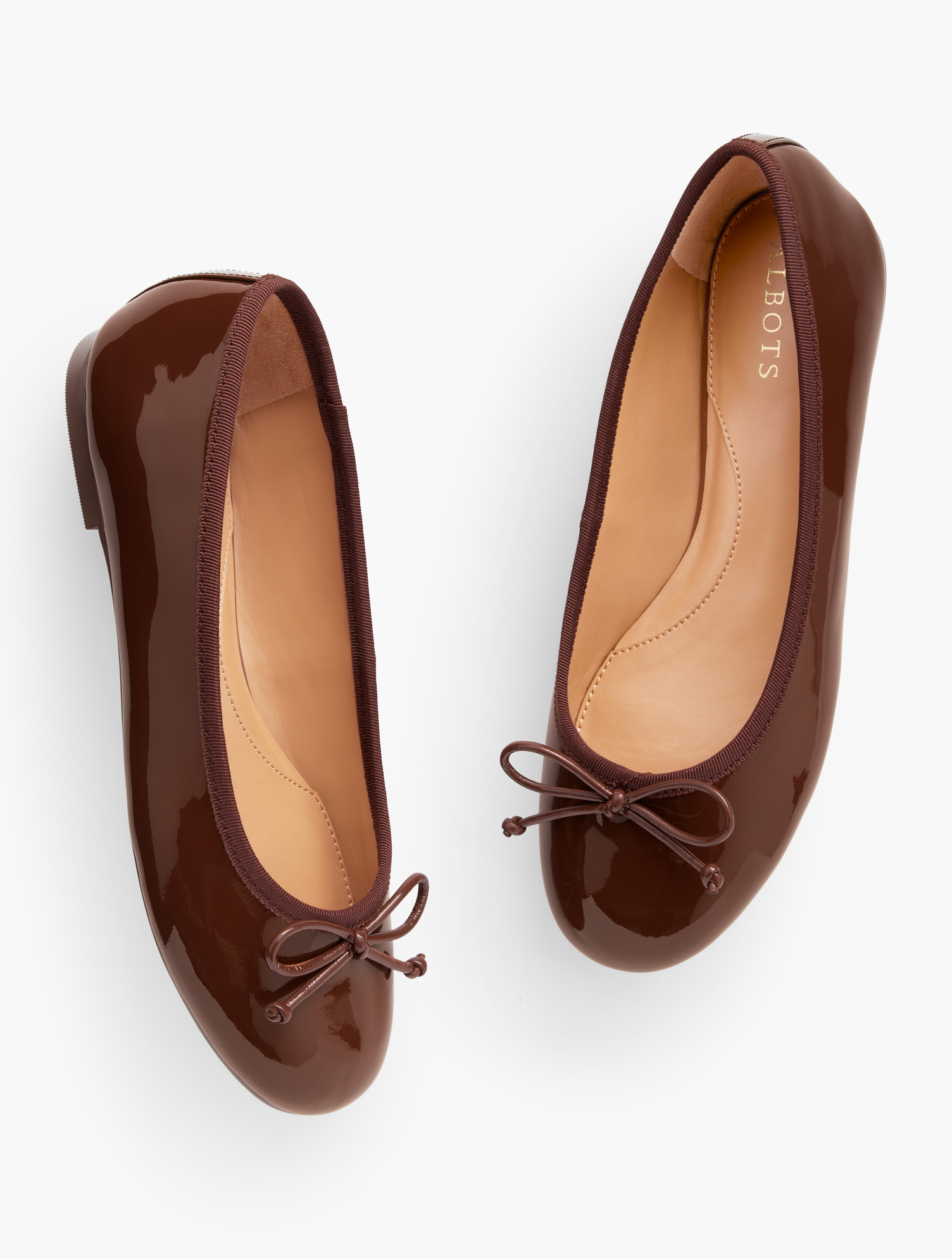 Talbots Blair Bow Patent Leather Ballet Flats - Dark Walnut - 11m In Dark Walnut