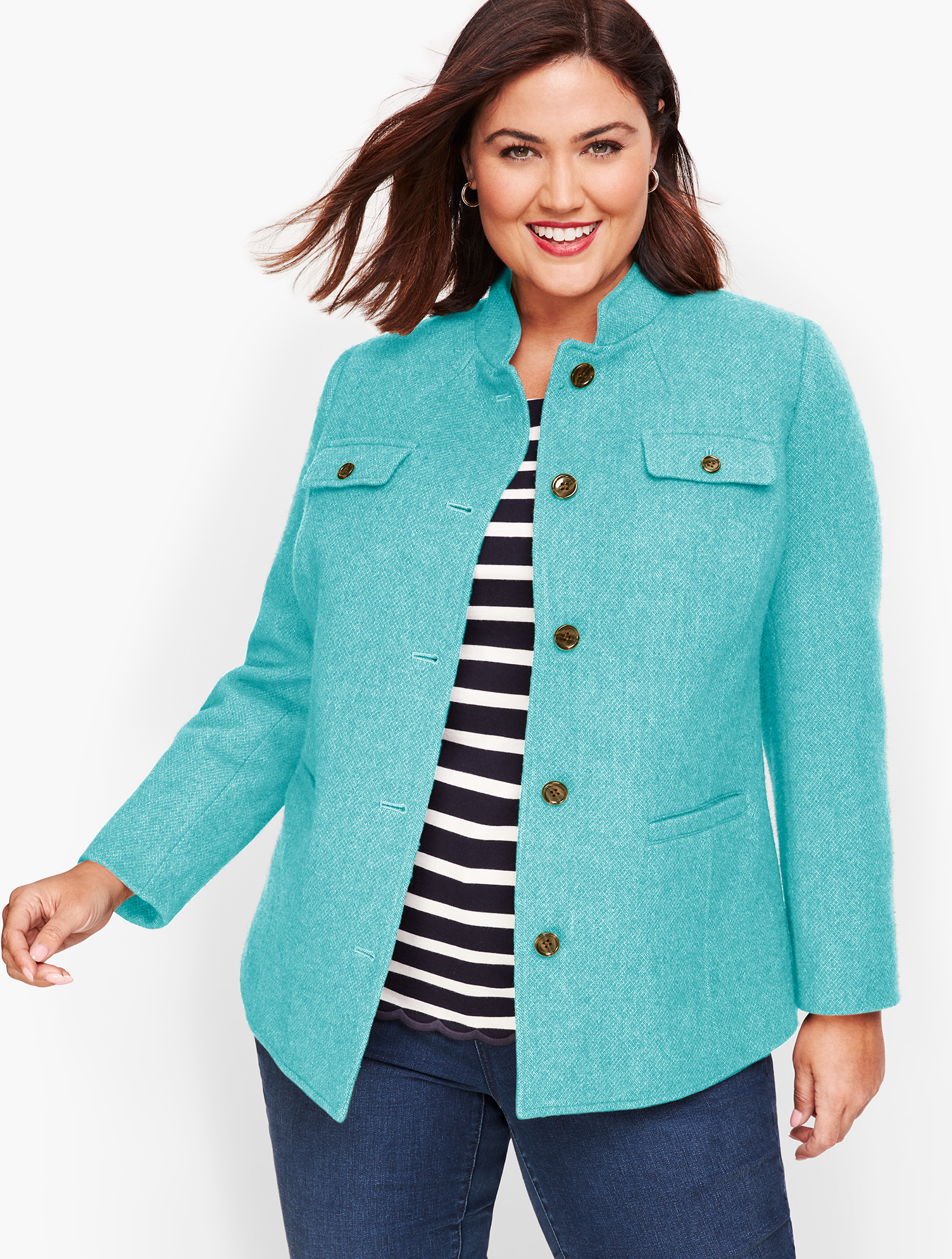 Wool Band-Collar Jacket | Talbots