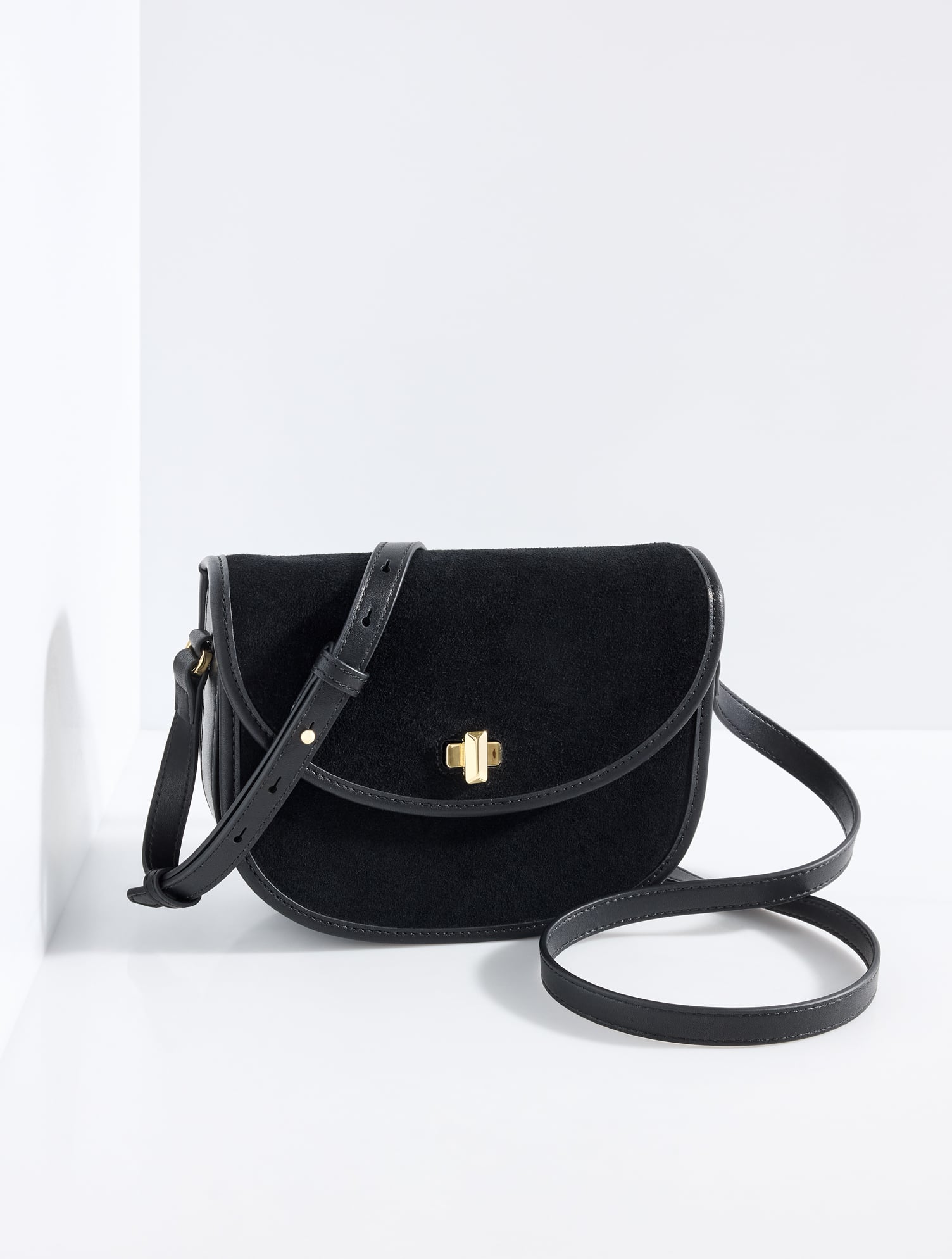 Sierra Suede Polished Saddle Bag
