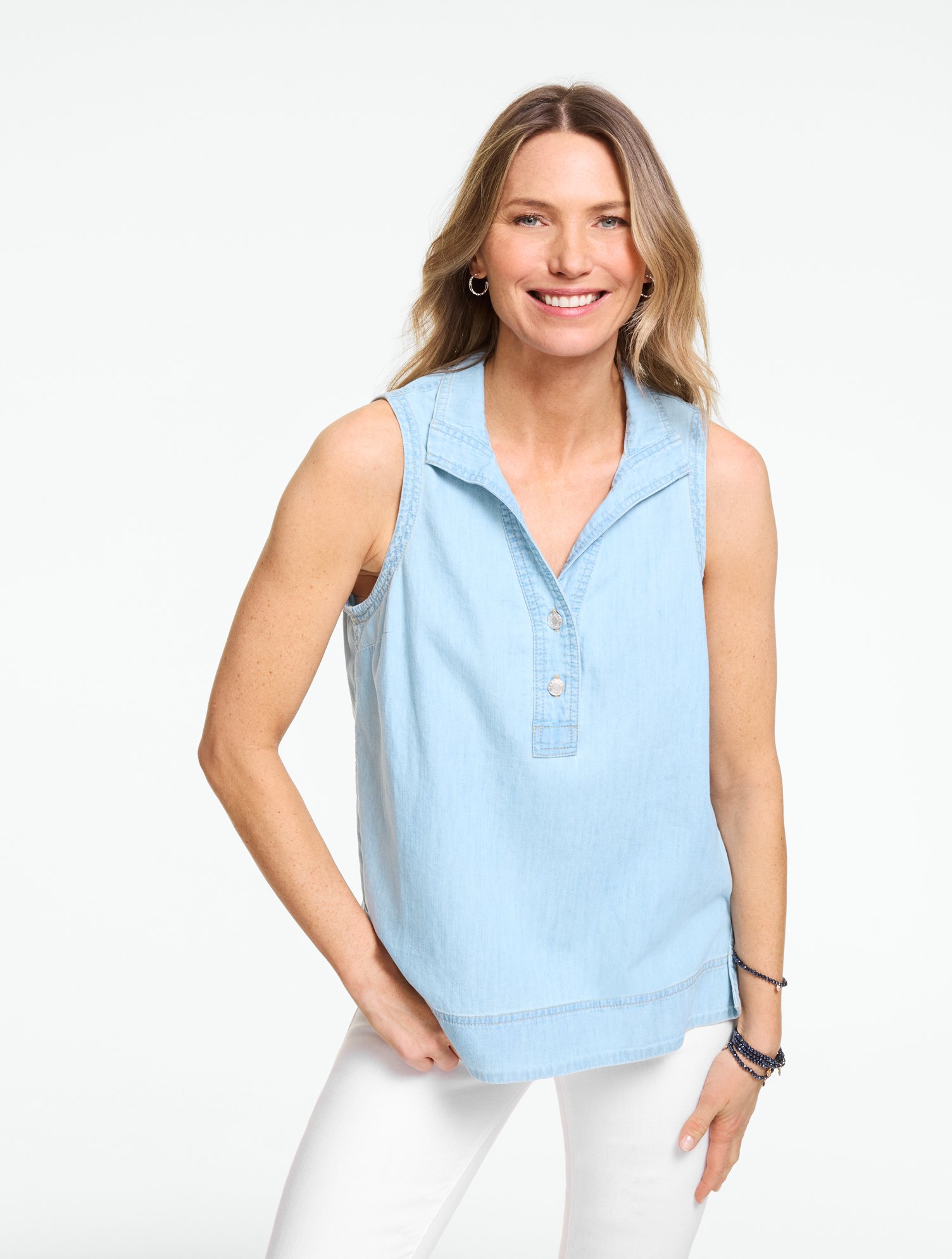Sleeveless Denim Top - Surf Blue Wash