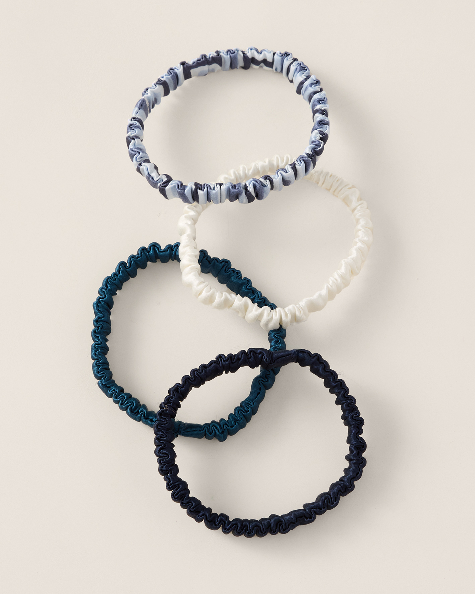 Washable Silk Hair Ties - Navy Combo