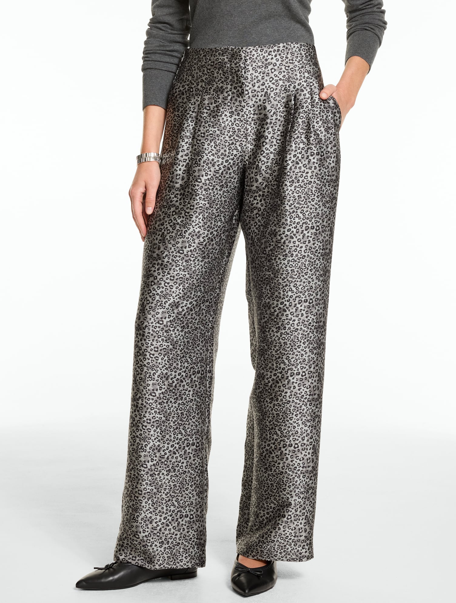 Satin Wide Leg High Waist Pants - Fabulous Leopard