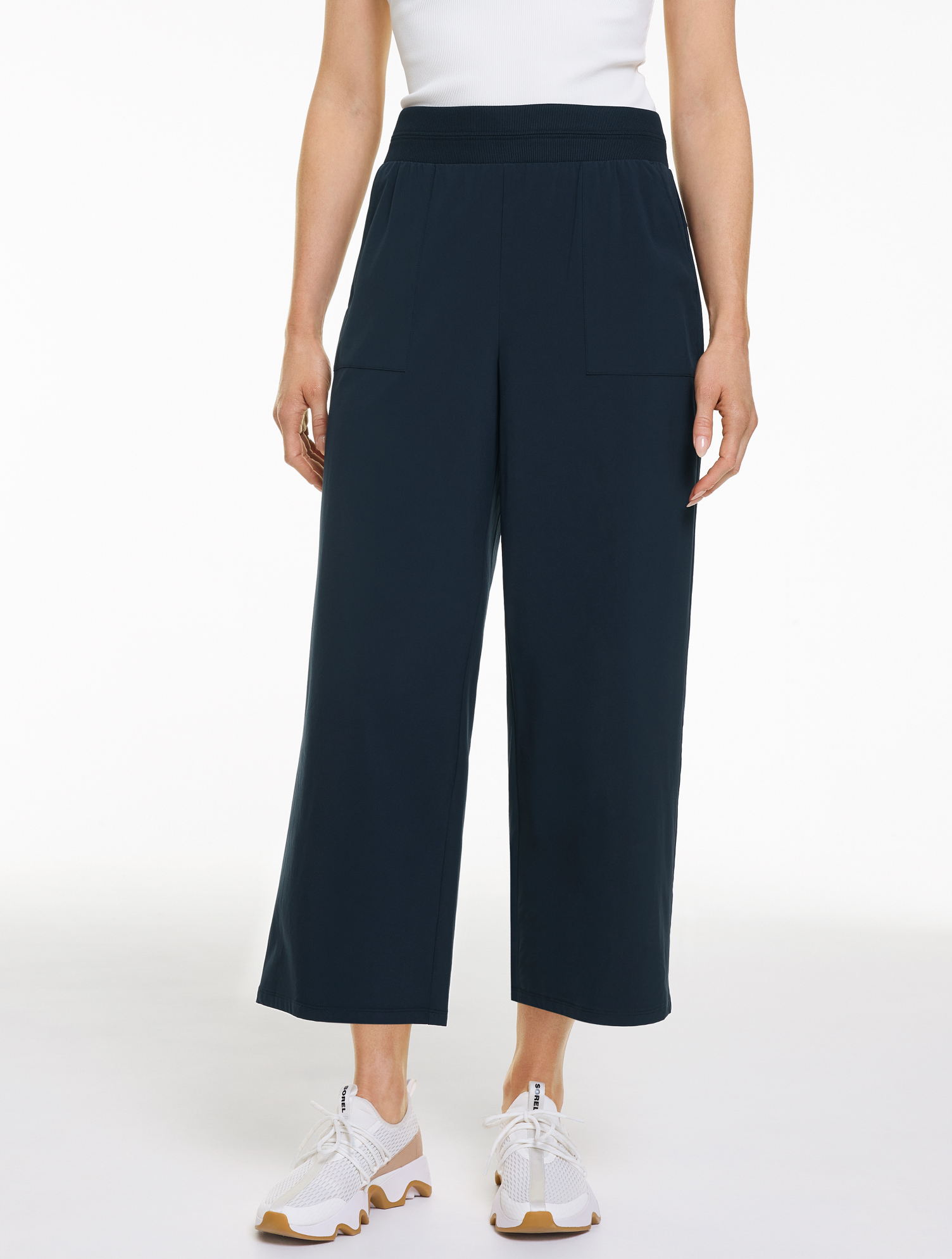 Lightweight Woven Stretch Wide Ankle Pants - Blue - XL Talbots