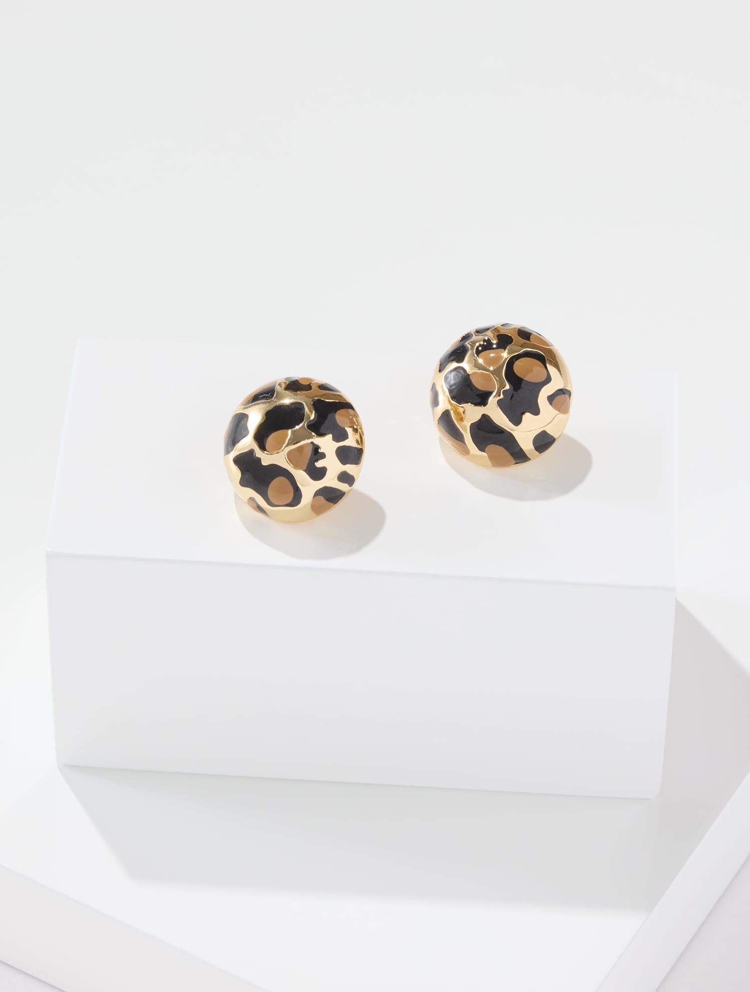 Leopard Enamel Button Earrings