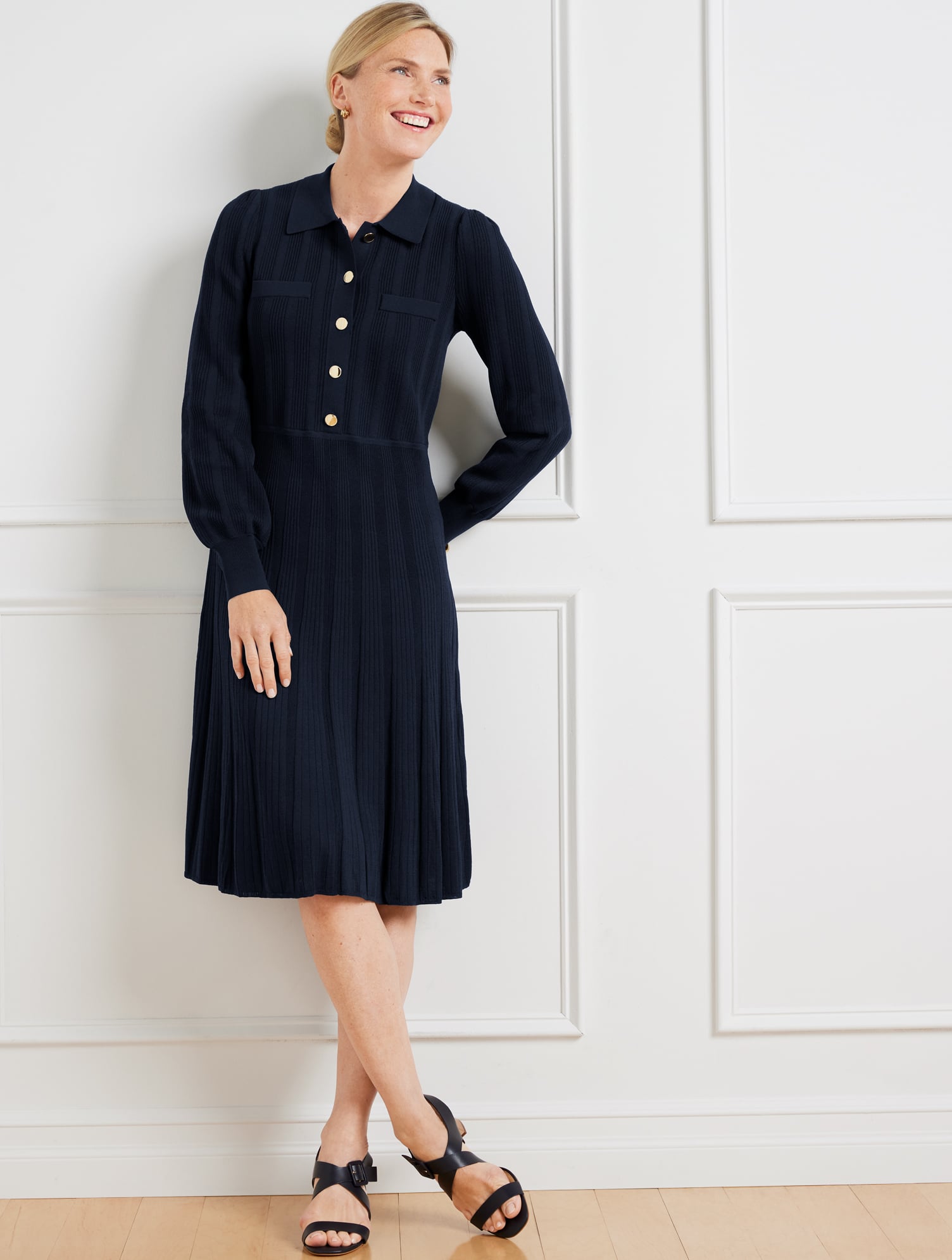 Rib Knit Fit & Flare Sweater Dress | Talbots Rib Knit Fit & Flare Sweater Dress | Talbots