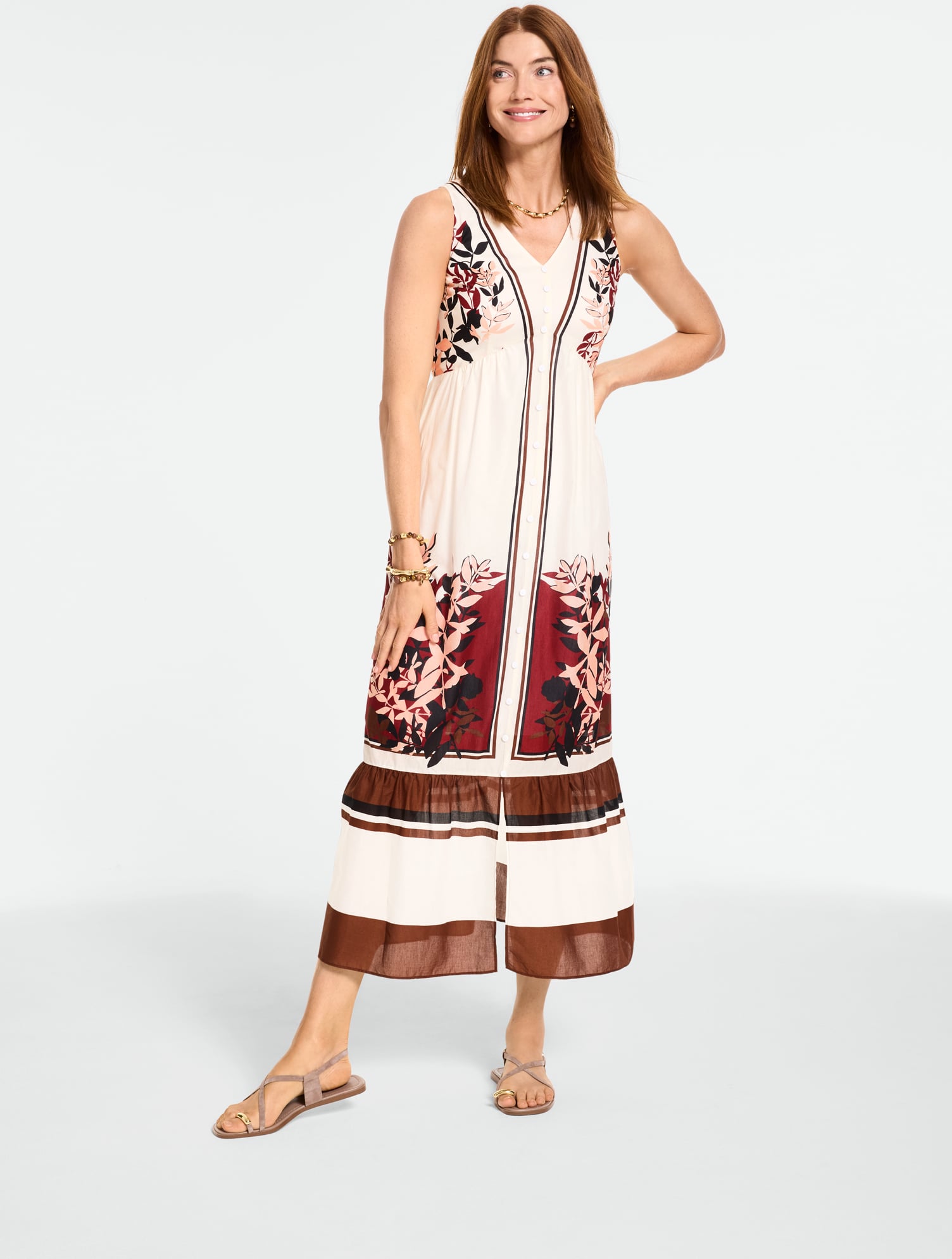 Voile Fit & Flare Dress - Bunched Foliage