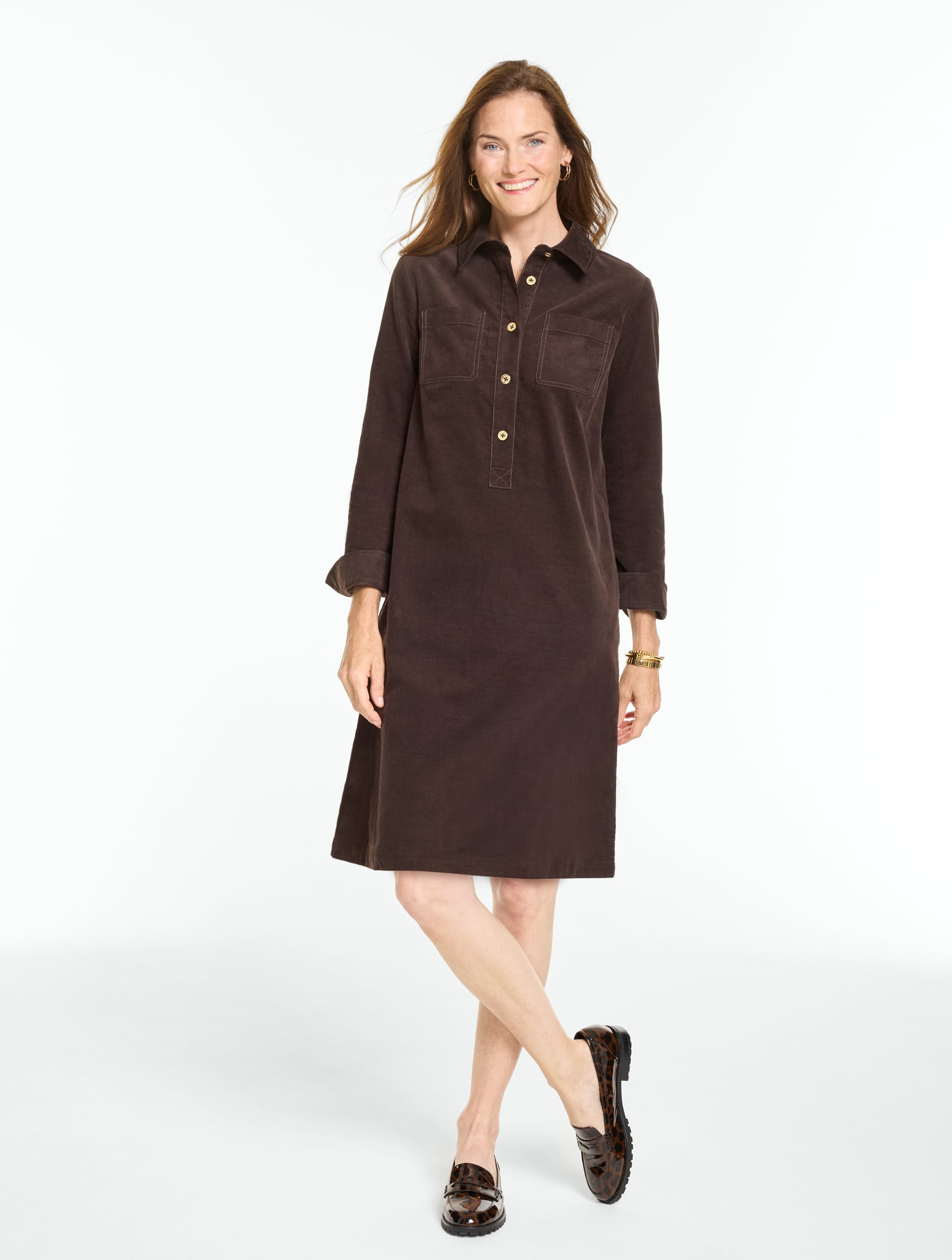 Corduroy A-Line Shirtdress
