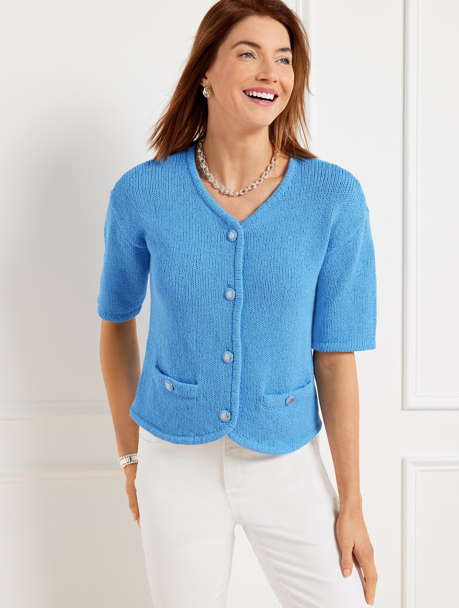 トップス short cardigan Elegant Metal Button Short Cardigan | COMMENSE