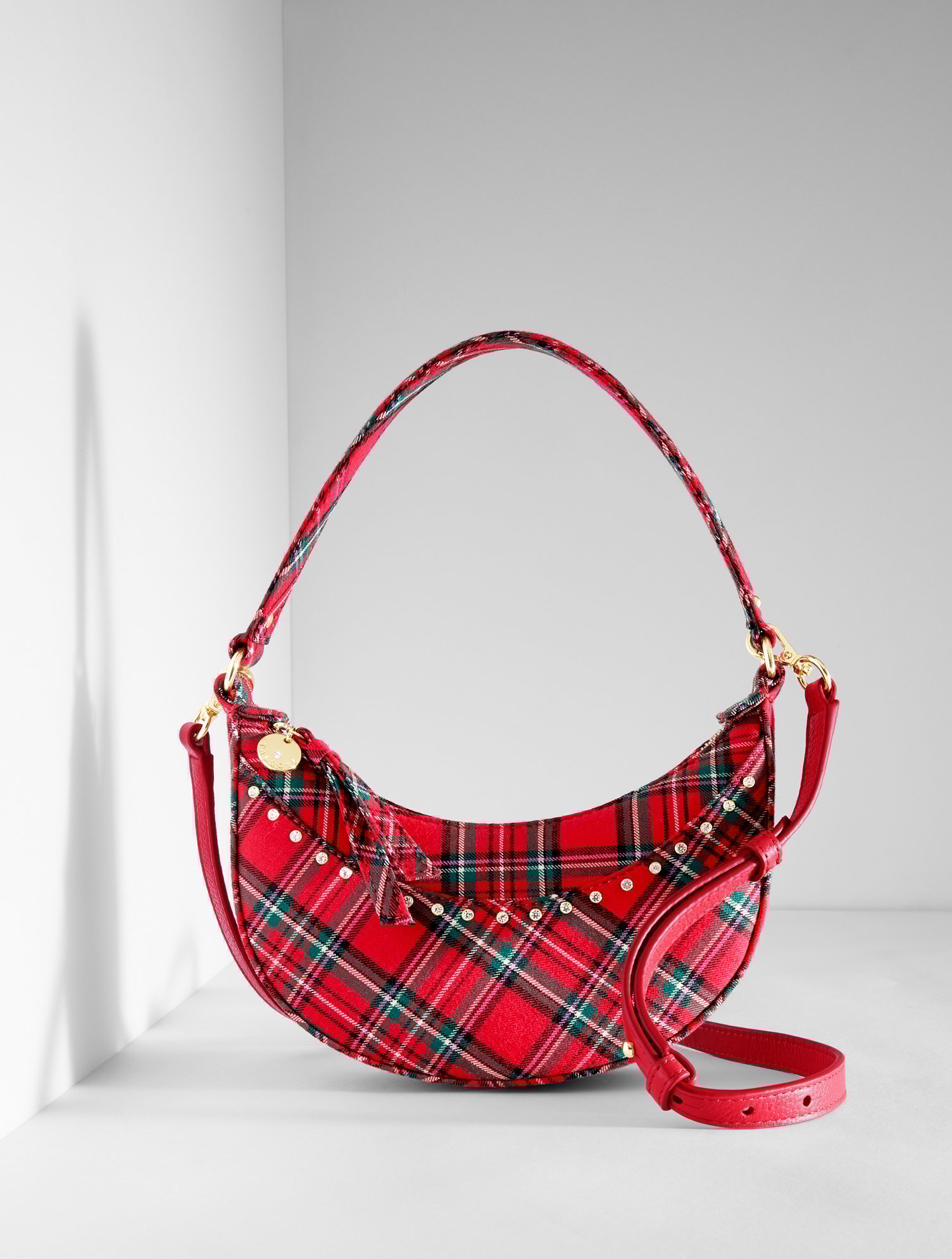 Talbots Cider Plaid Crescent Bag - Red - 001 In Red