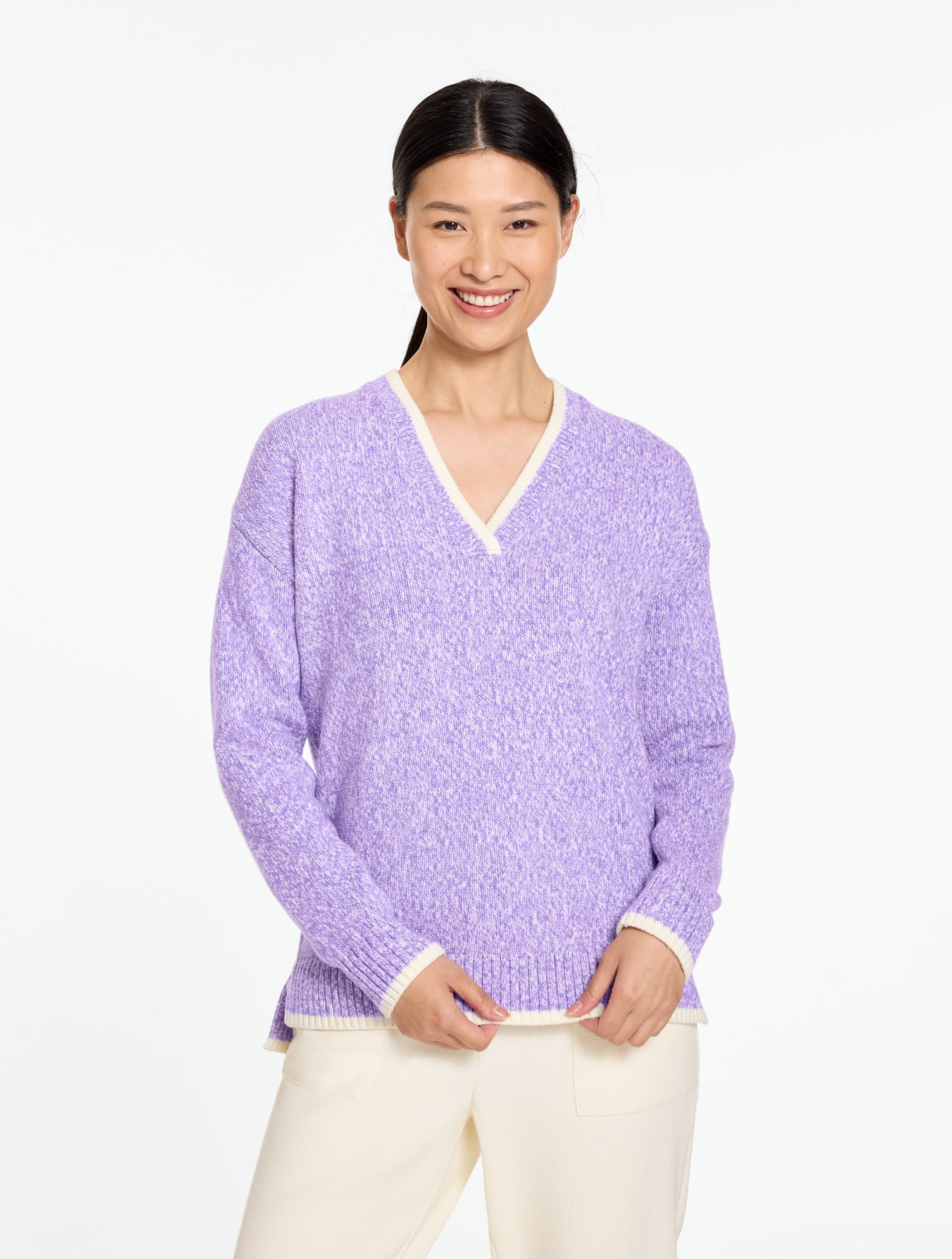 Marl V-Neck Tunic Sweater