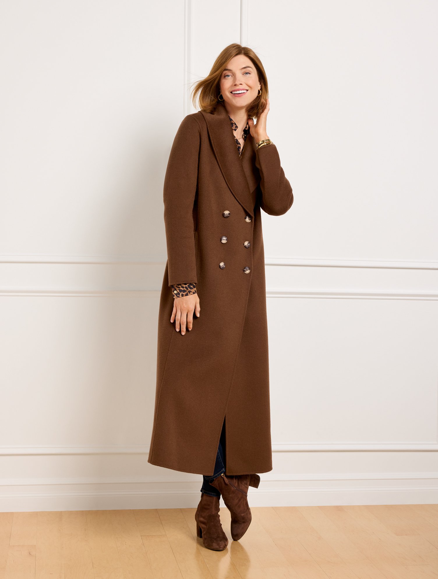 Talbots Plus Size - Double Face Wool Blend Shawl Collar Coat - Dark Walnut - 3x In Dark Walnut