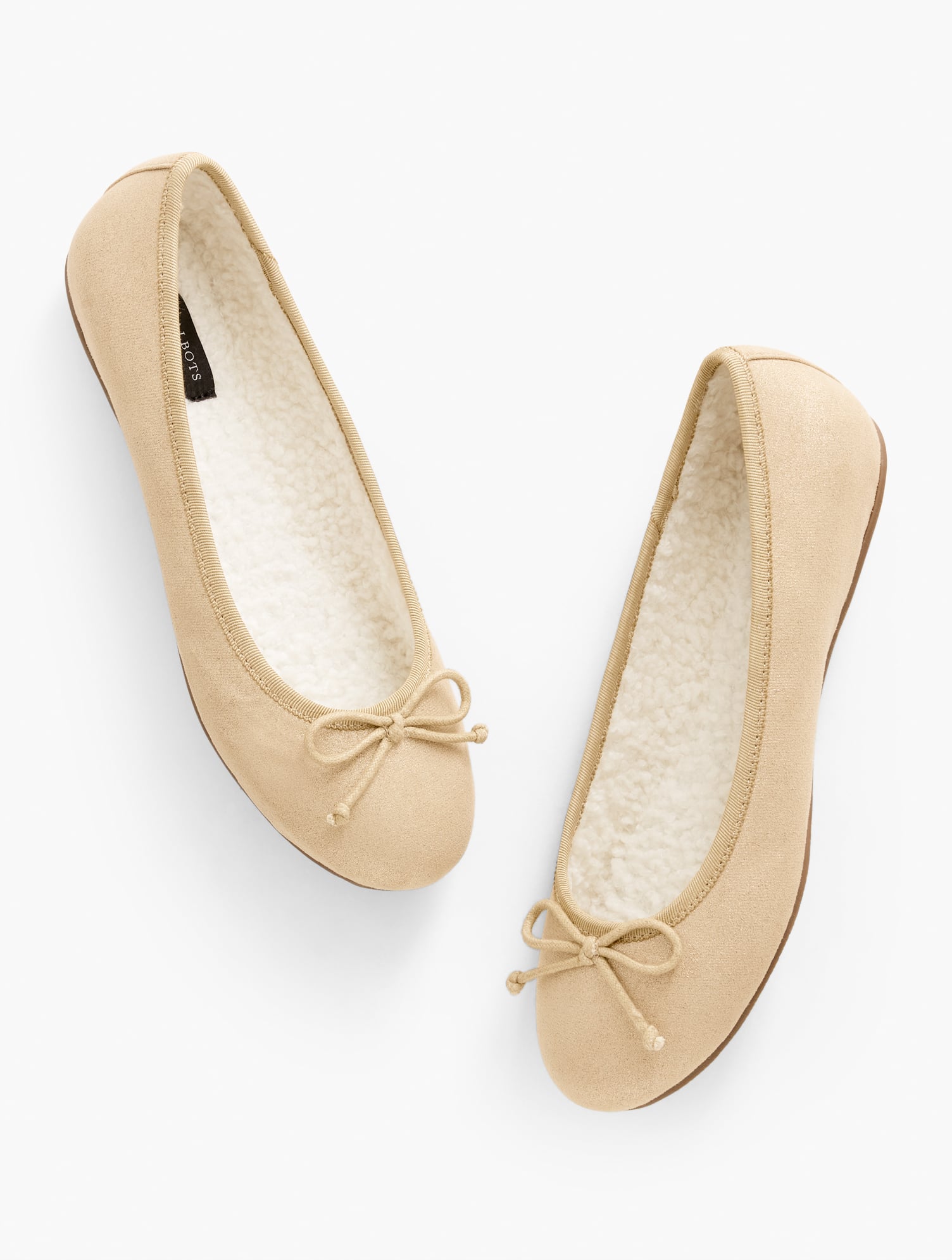 Talbots Blakely Cozy Suede Ballet Slippers - Gold - 7m