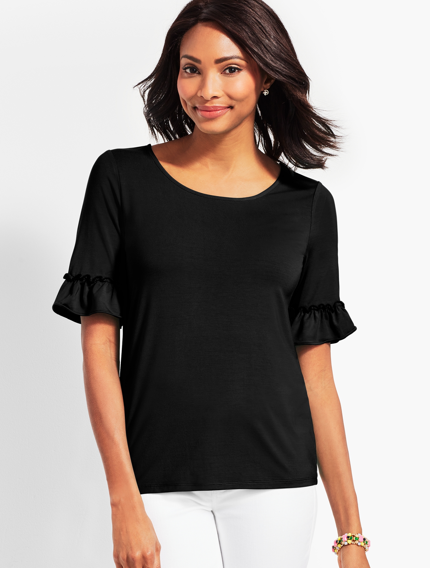 Flounce-Sleeve Top | Talbots