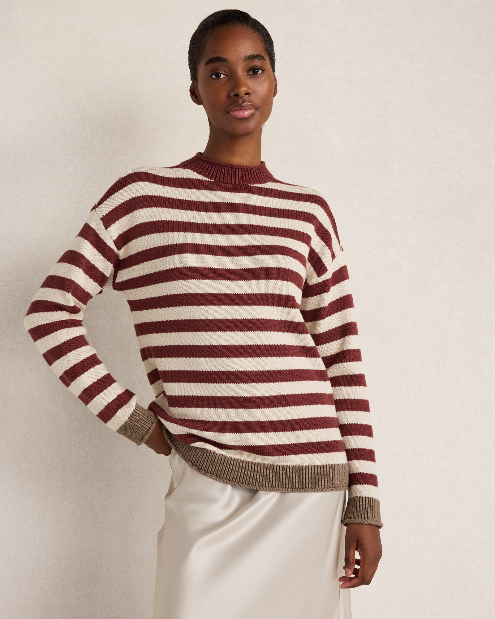 Organic Cotton Heritage Striped Roll Neck Sweater