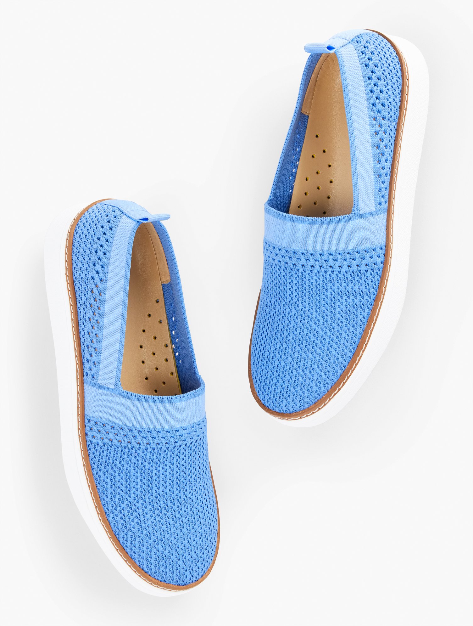 Talbots Brittany Knit Slip-on Sneakers - Blue Iris/blue Sky - 8 1/2 M - 100% Cotton  In Blue Iris,blue Sky