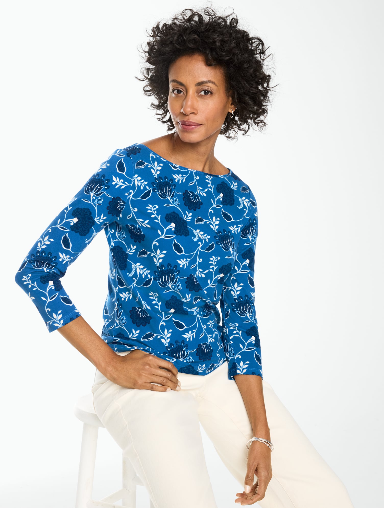 Bateau Neck Tee - Shadow Floral | Talbots