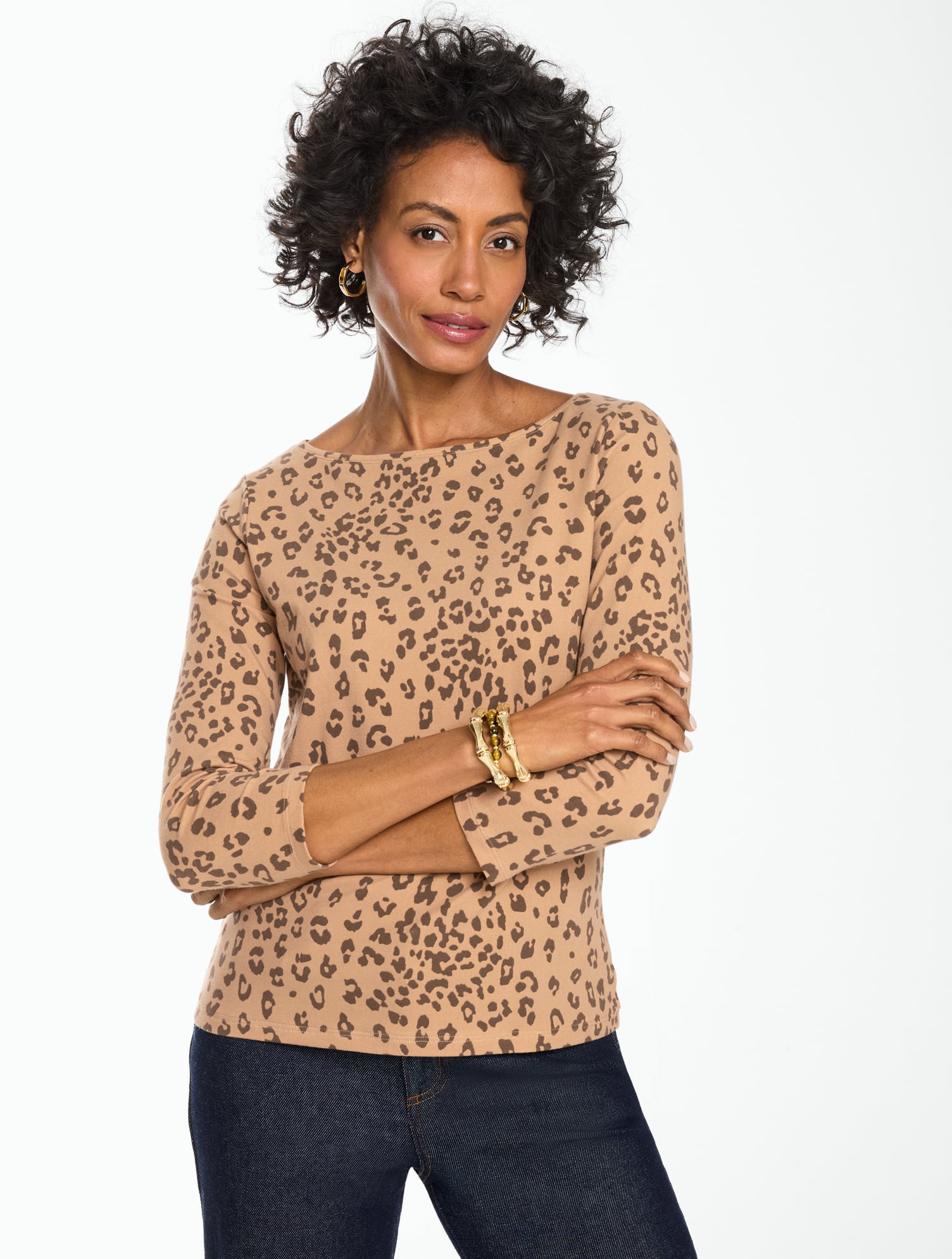 Bateau Neck Tee - Modern Leopard
