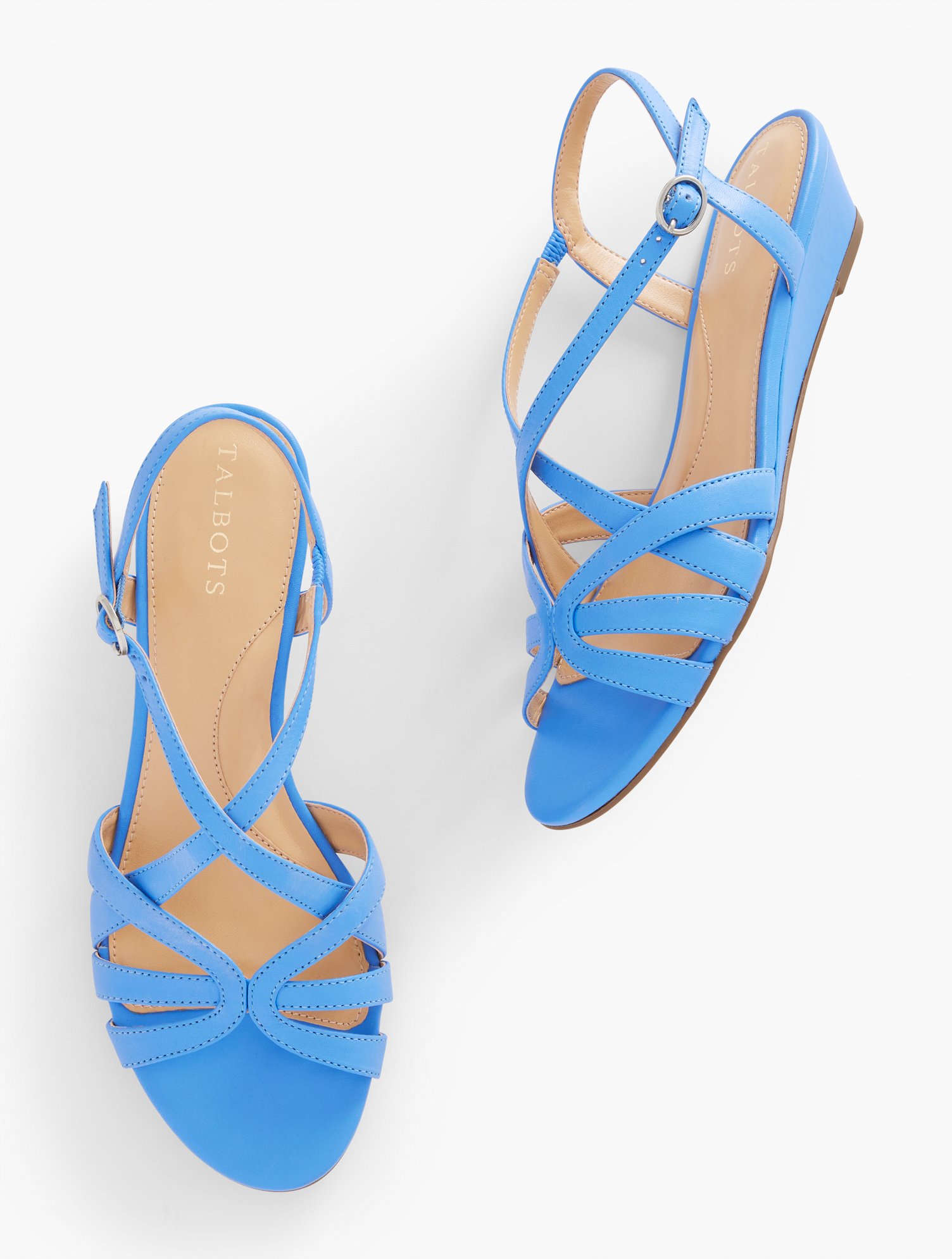 Talbots Capri Nappa Wedge Sandals - Blue Iris - 10m