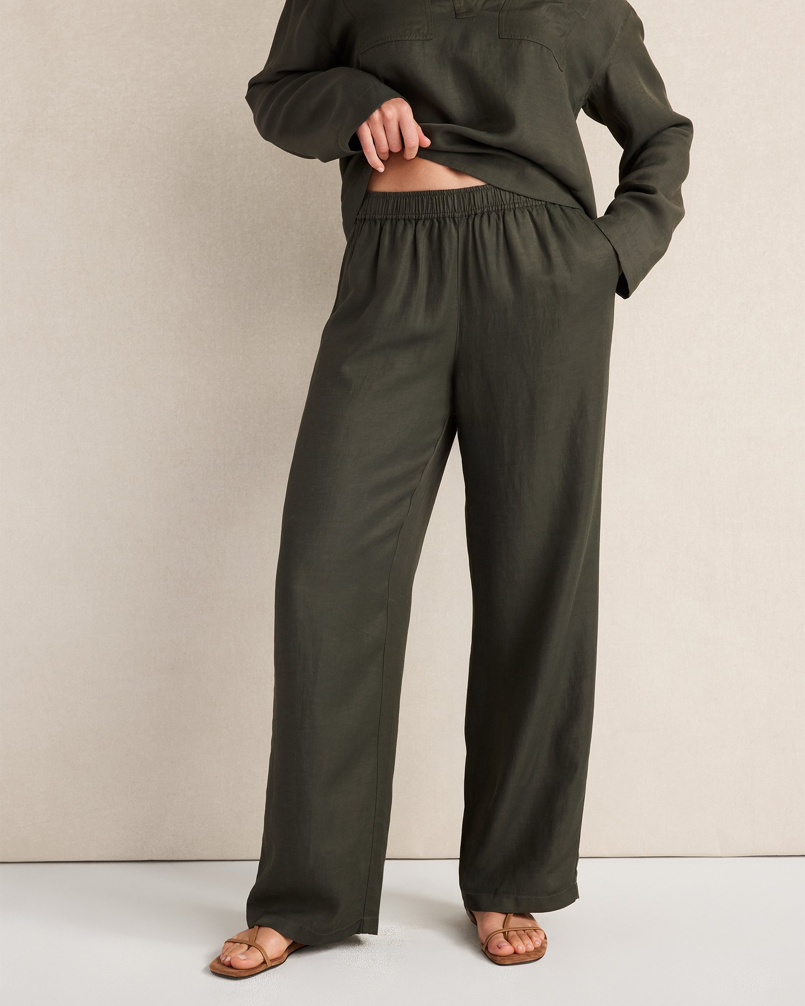 Viscose Linen Wide Leg Pants