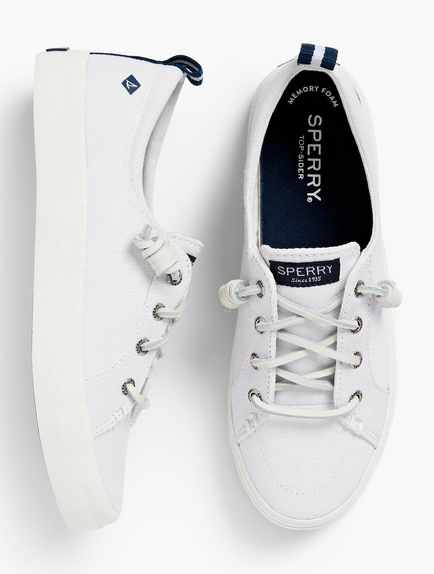 Sperry Crest Vibe Sneakers - Solid - White - 9m - 100% Cotton Talbots