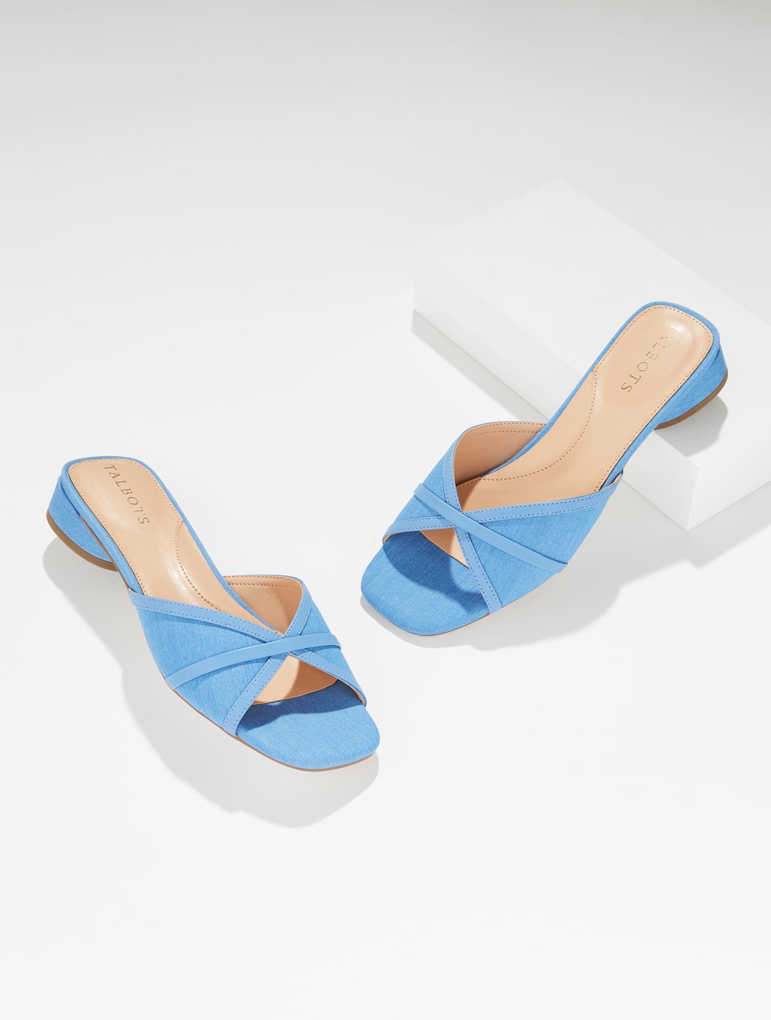 Val Block Heel Slides - Chambray