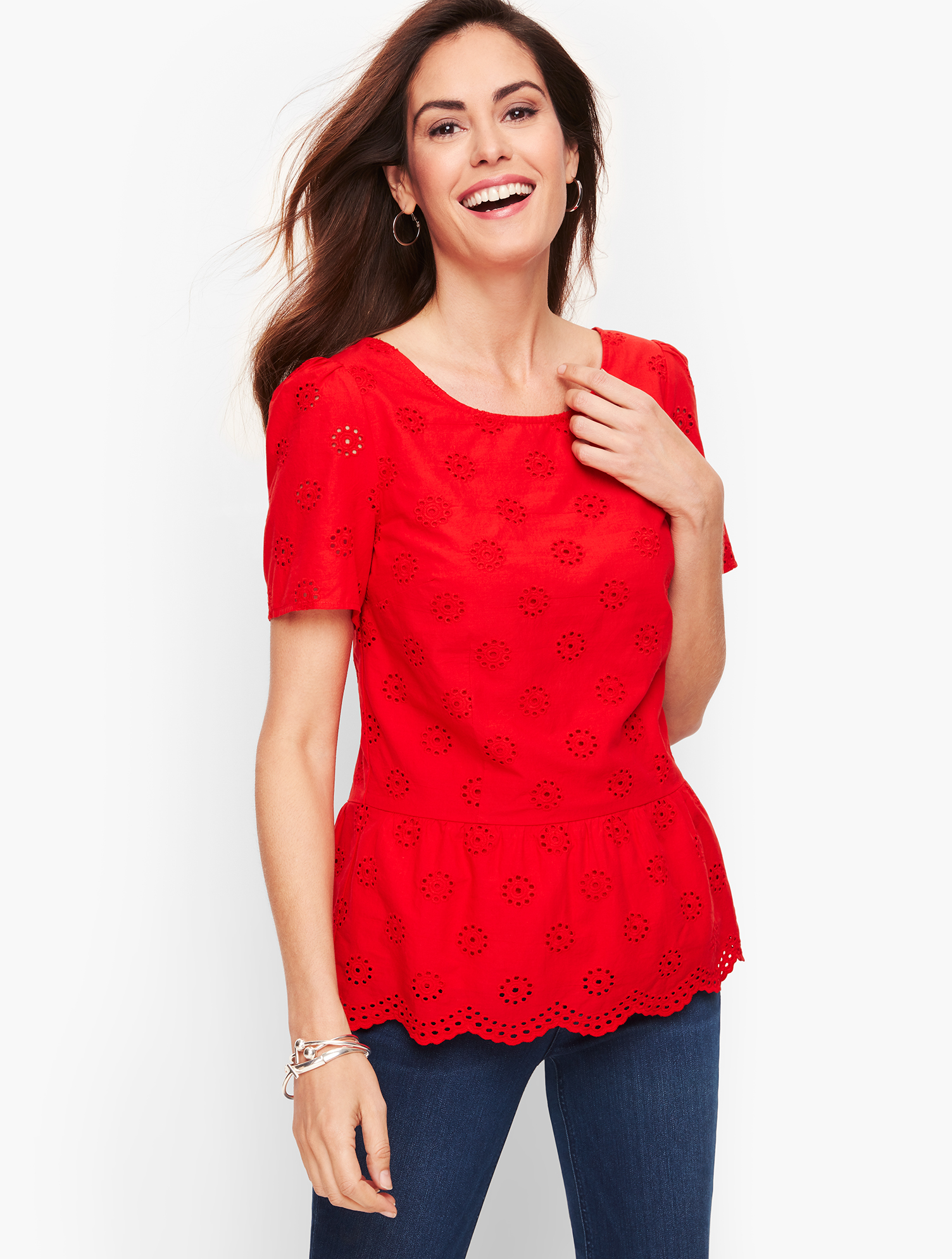 Eyelet Peplum Top | Talbots