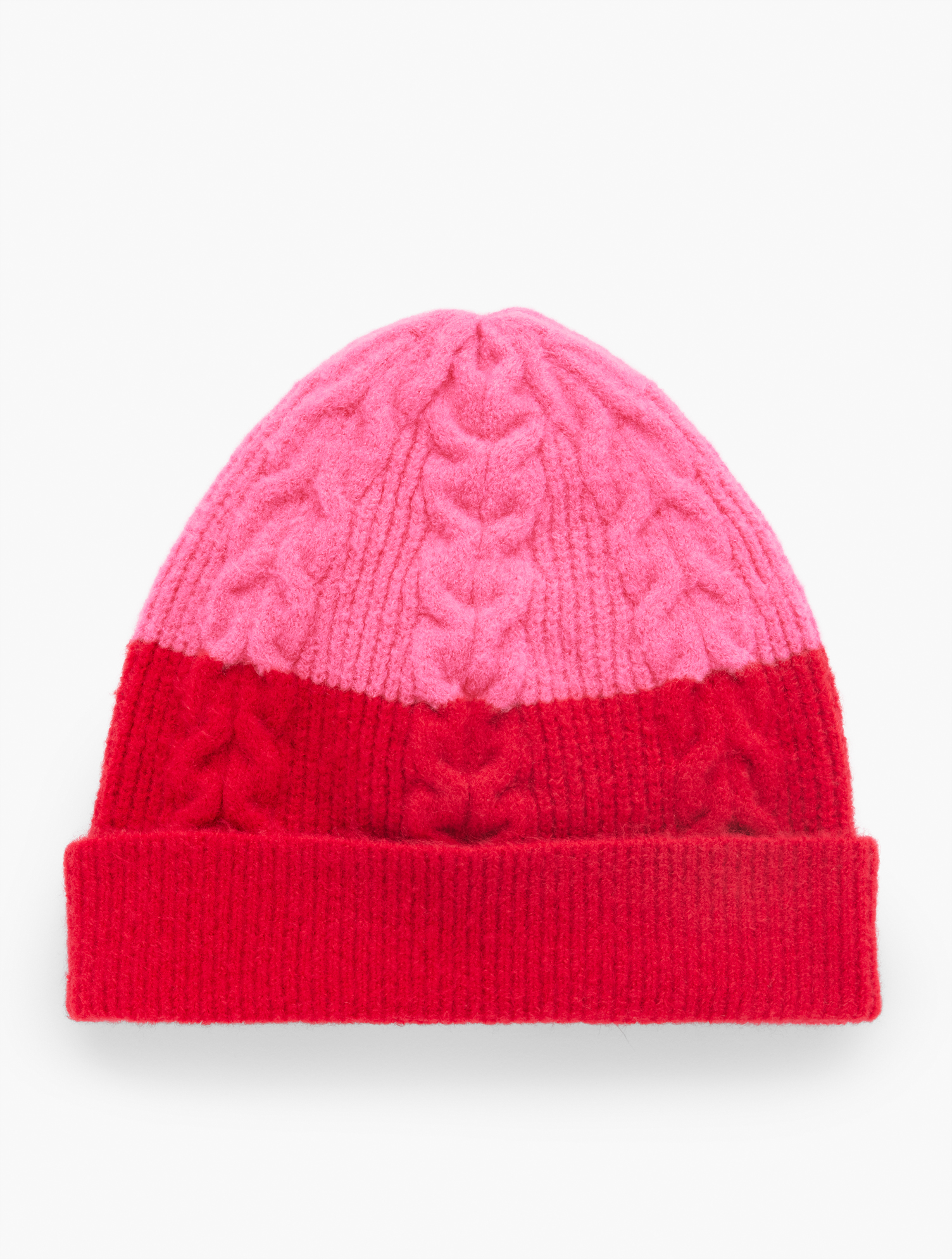 Talbots Cable Beanie - Colorblock - French Pink - 001