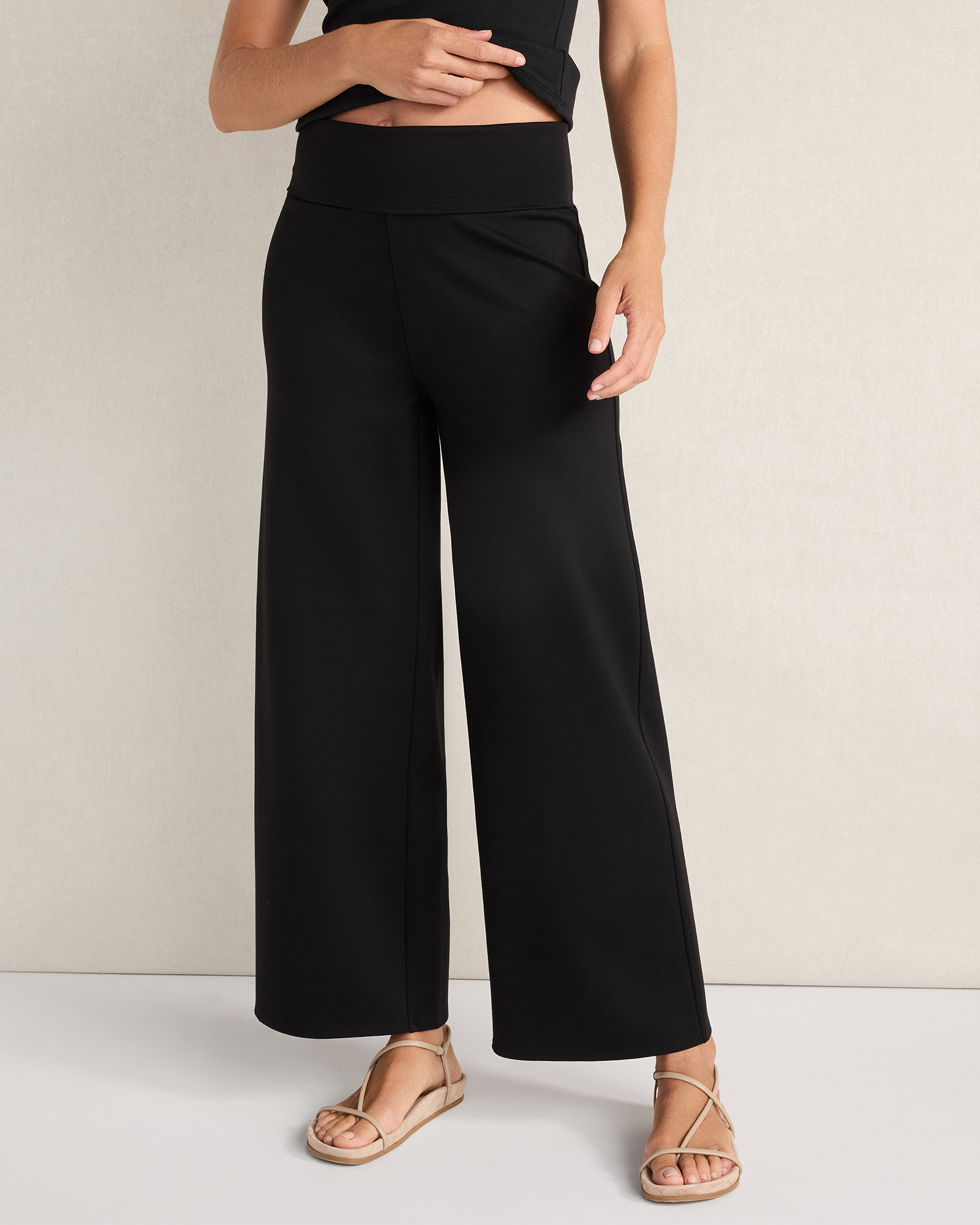 Organic Cotton Modal Foldover Wide Leg Pants