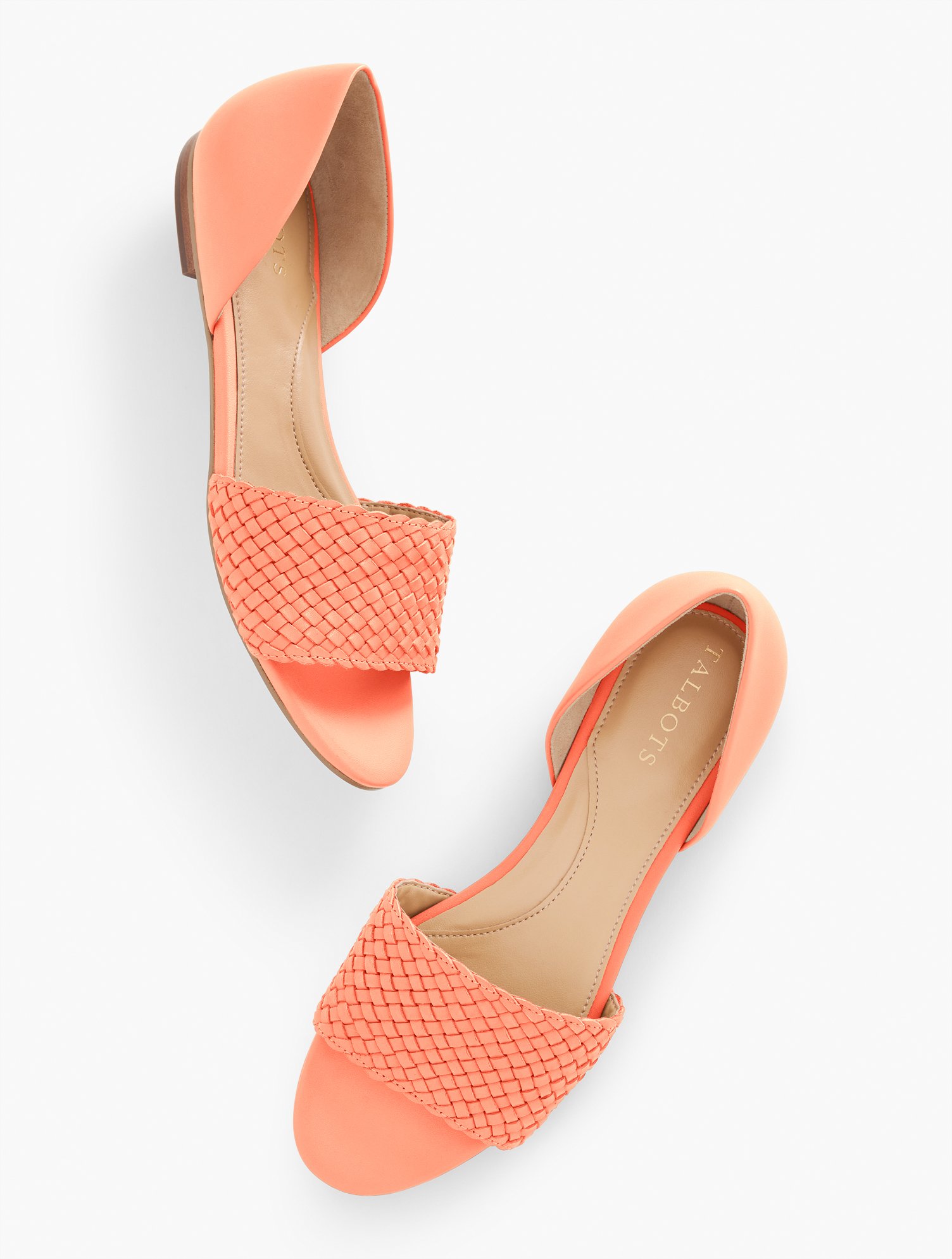 Talbots Leona Woven Leather Sandals - Sunlit Coral - 11m