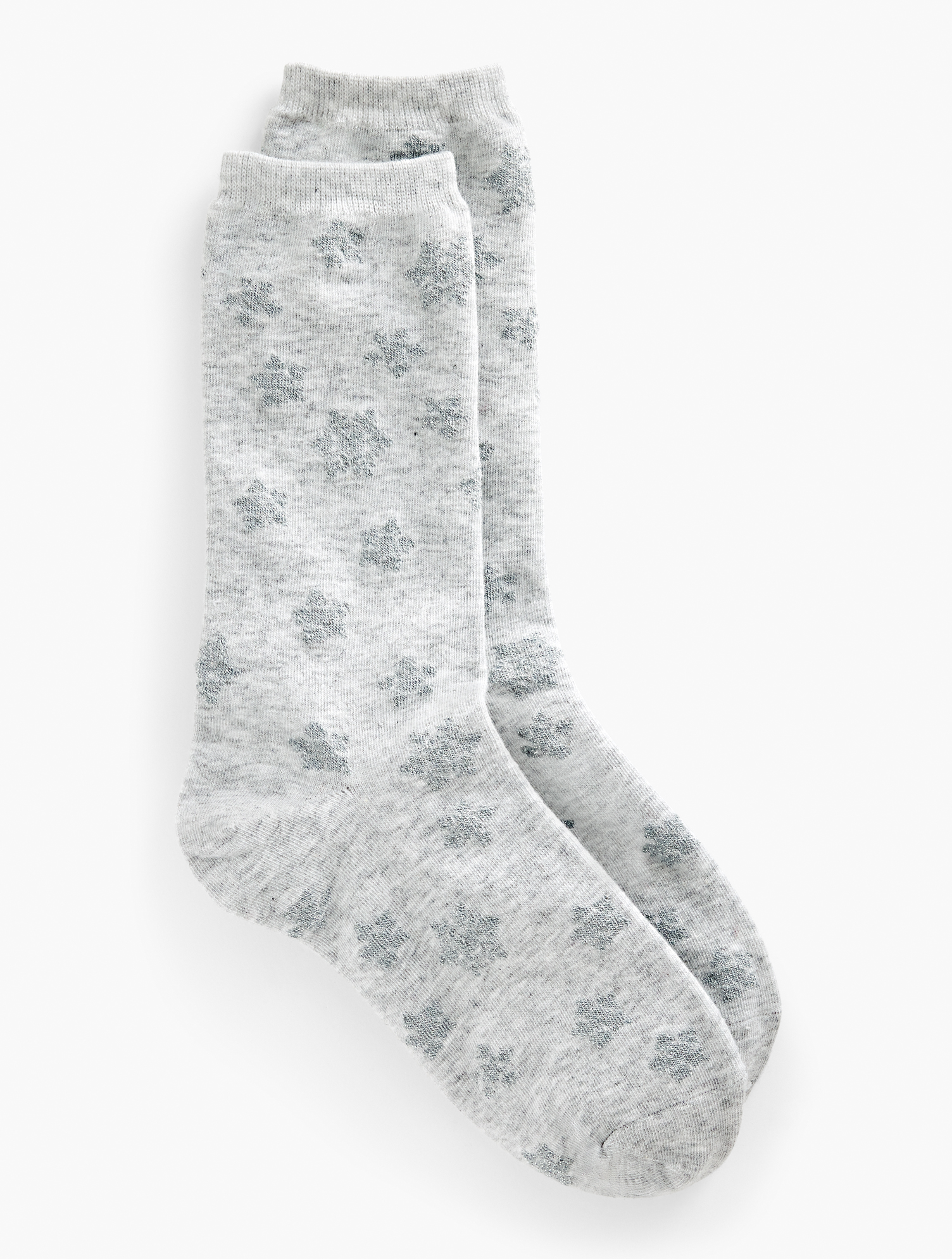 Talbots Metallic Falling Snowflakes Trouser Socks - Grey Sky Heather - 001