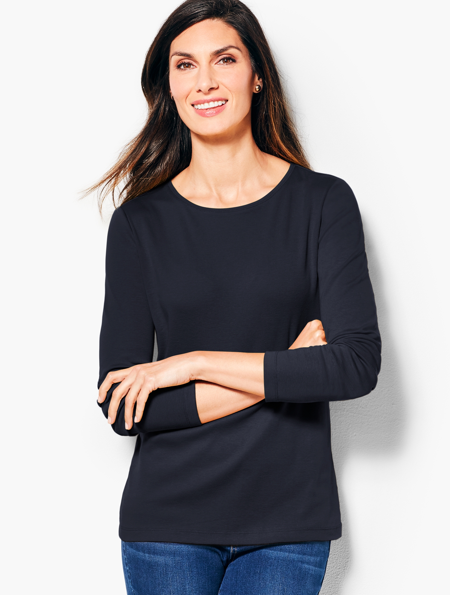 Pima Cotton Long-Sleeve Crewneck Tee | Talbots