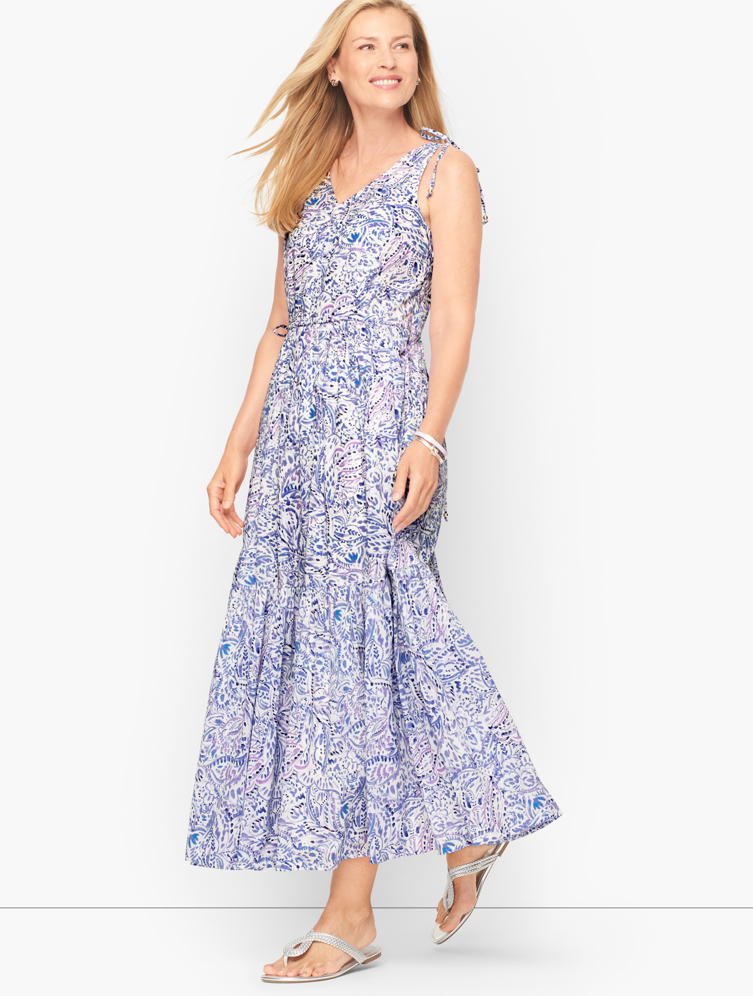 Tiered Maxi Dress - Watercolor Medallions | Talbots