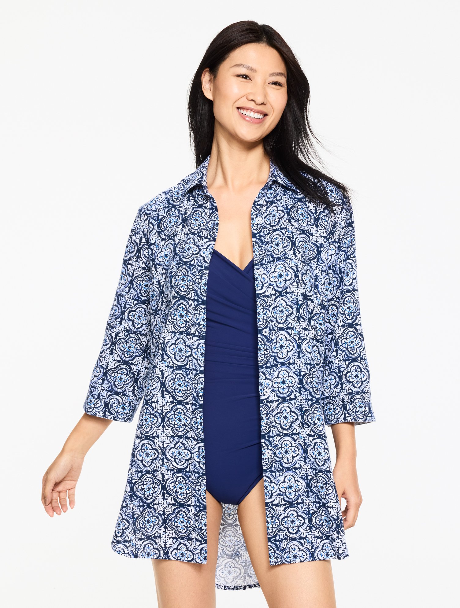 Aqua Club Gauze Shirt Cover-Up - Coastal Tile