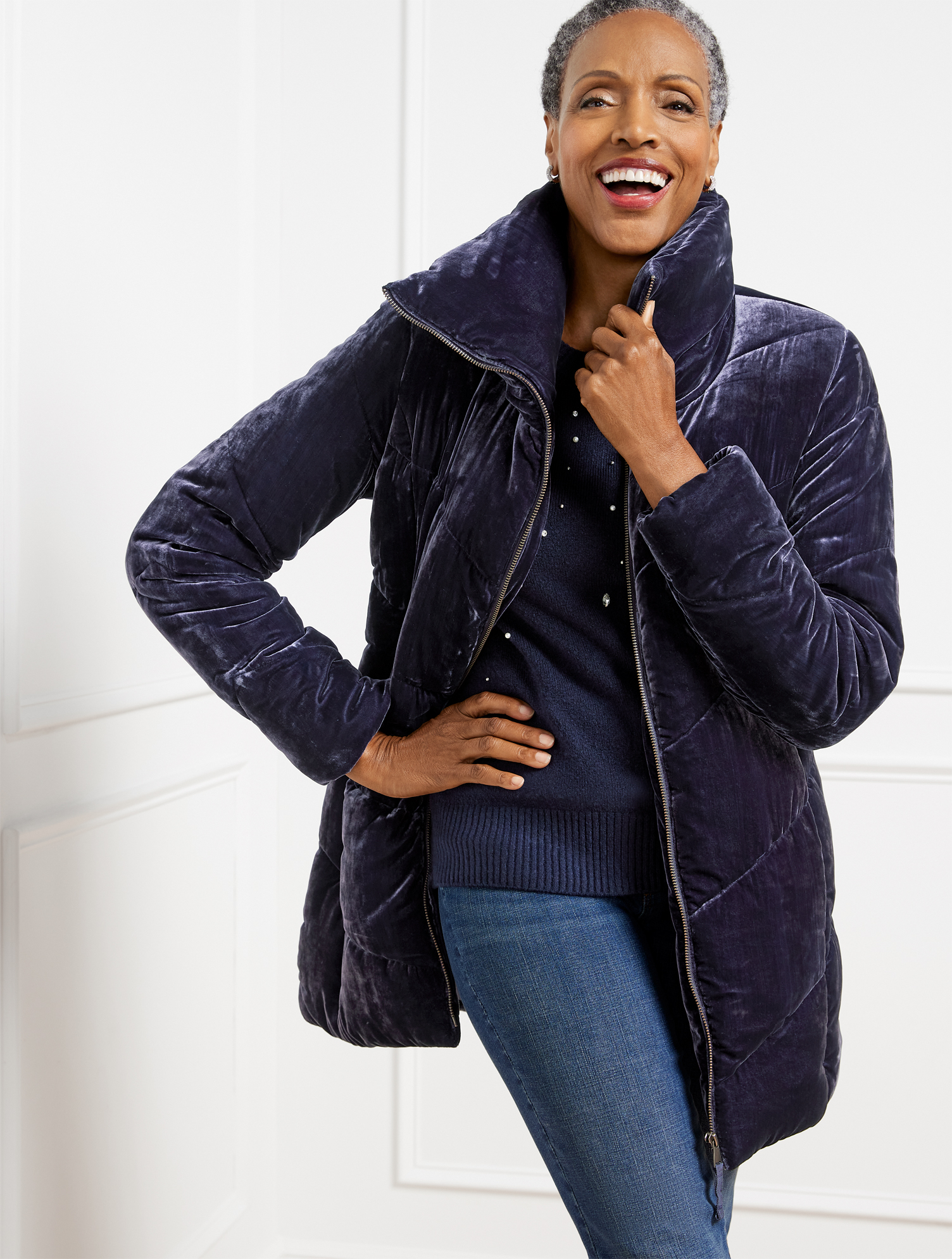 Velvet Puffer Coat | Talbots