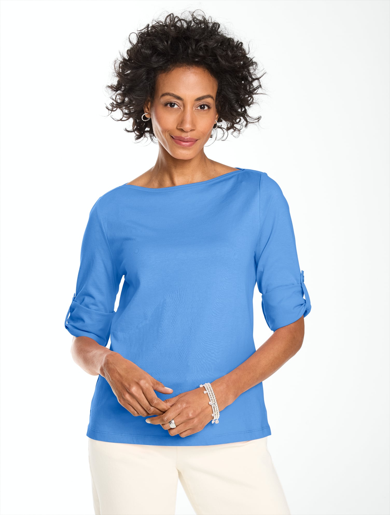 Zig Zag Stitch Elbow Sleeve Top | Talbots