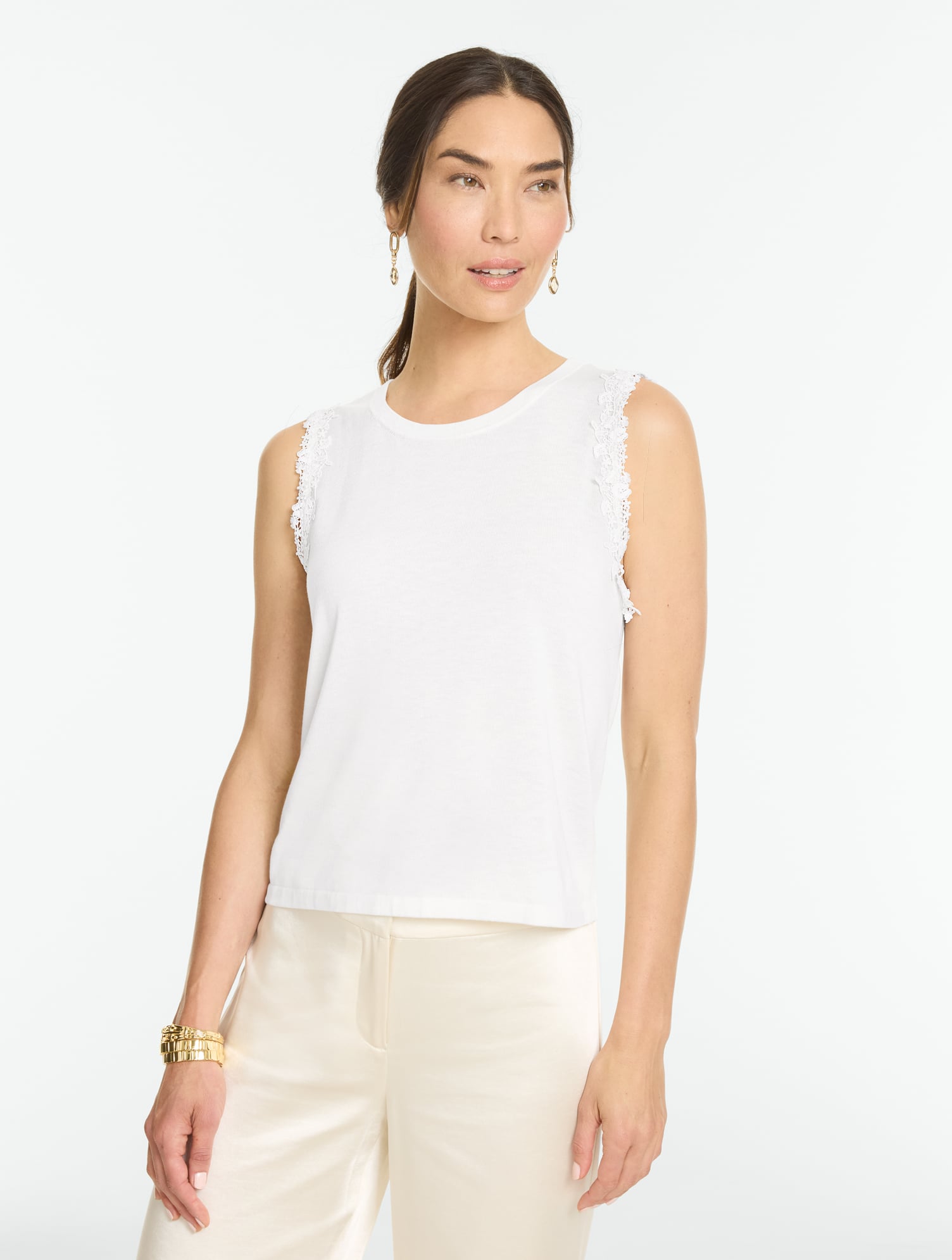 Lace Trim Sweater Shell