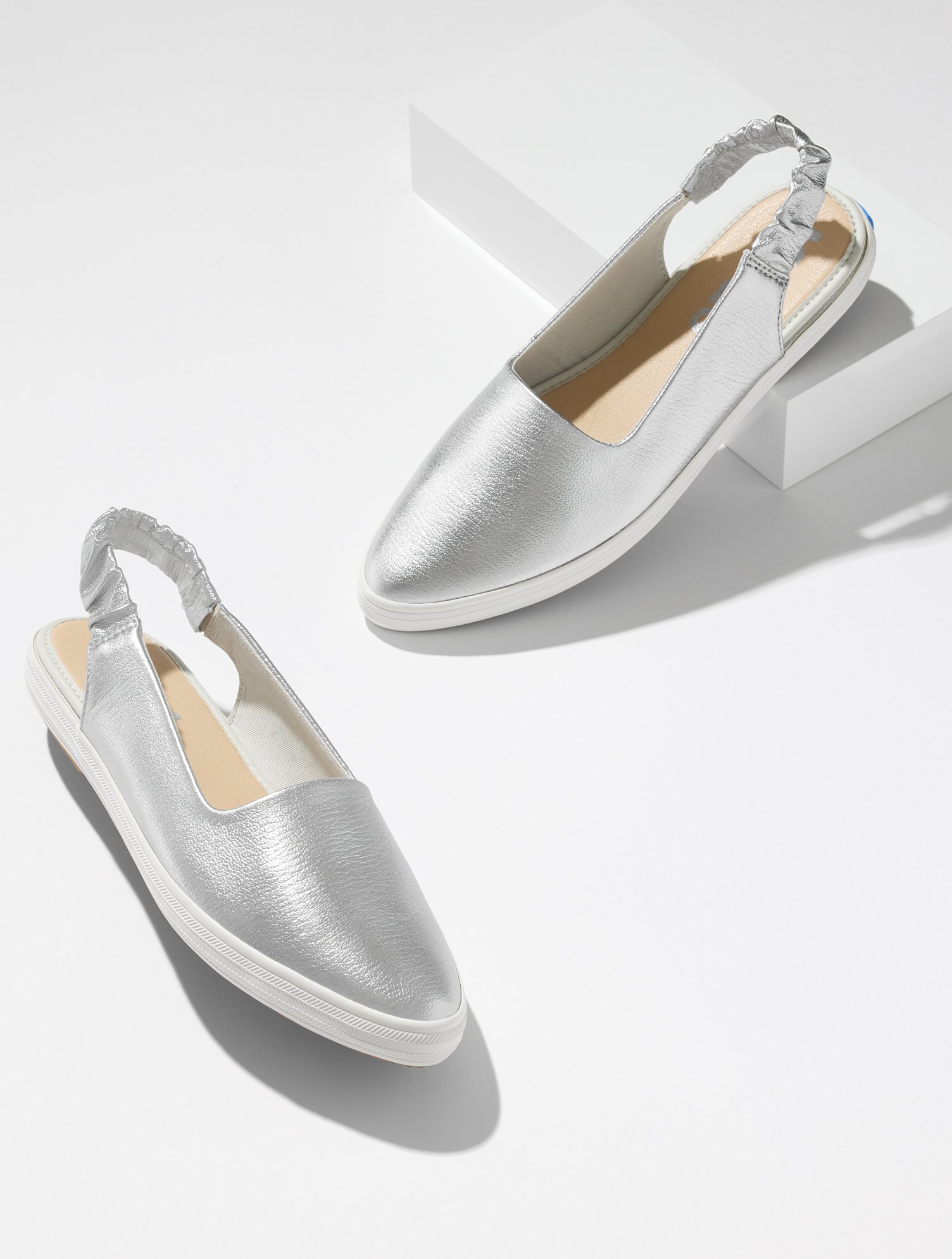 Keds® Metallic Leather Point Slingback Flats