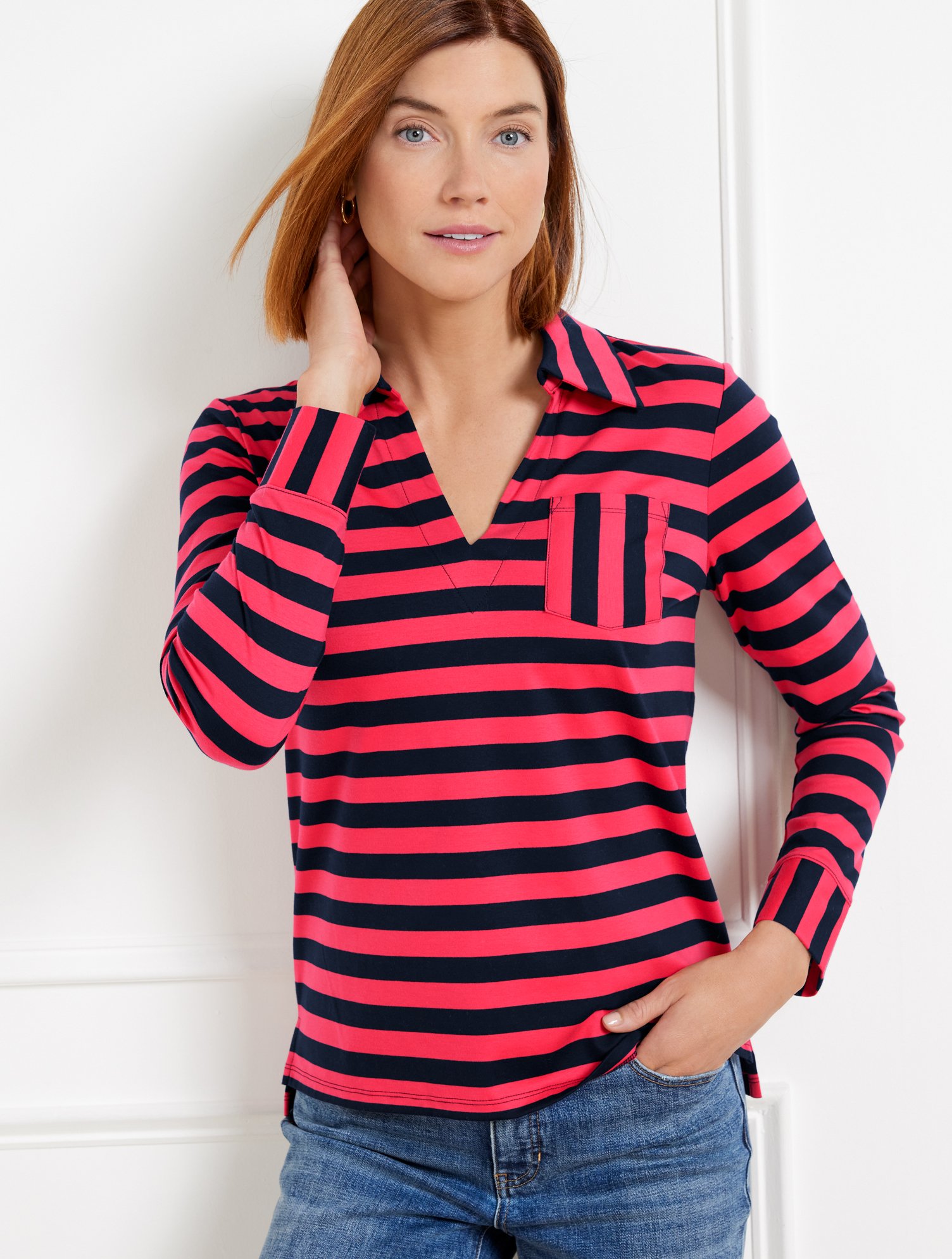 Pleated Sleeve Crewneck Top | Talbots