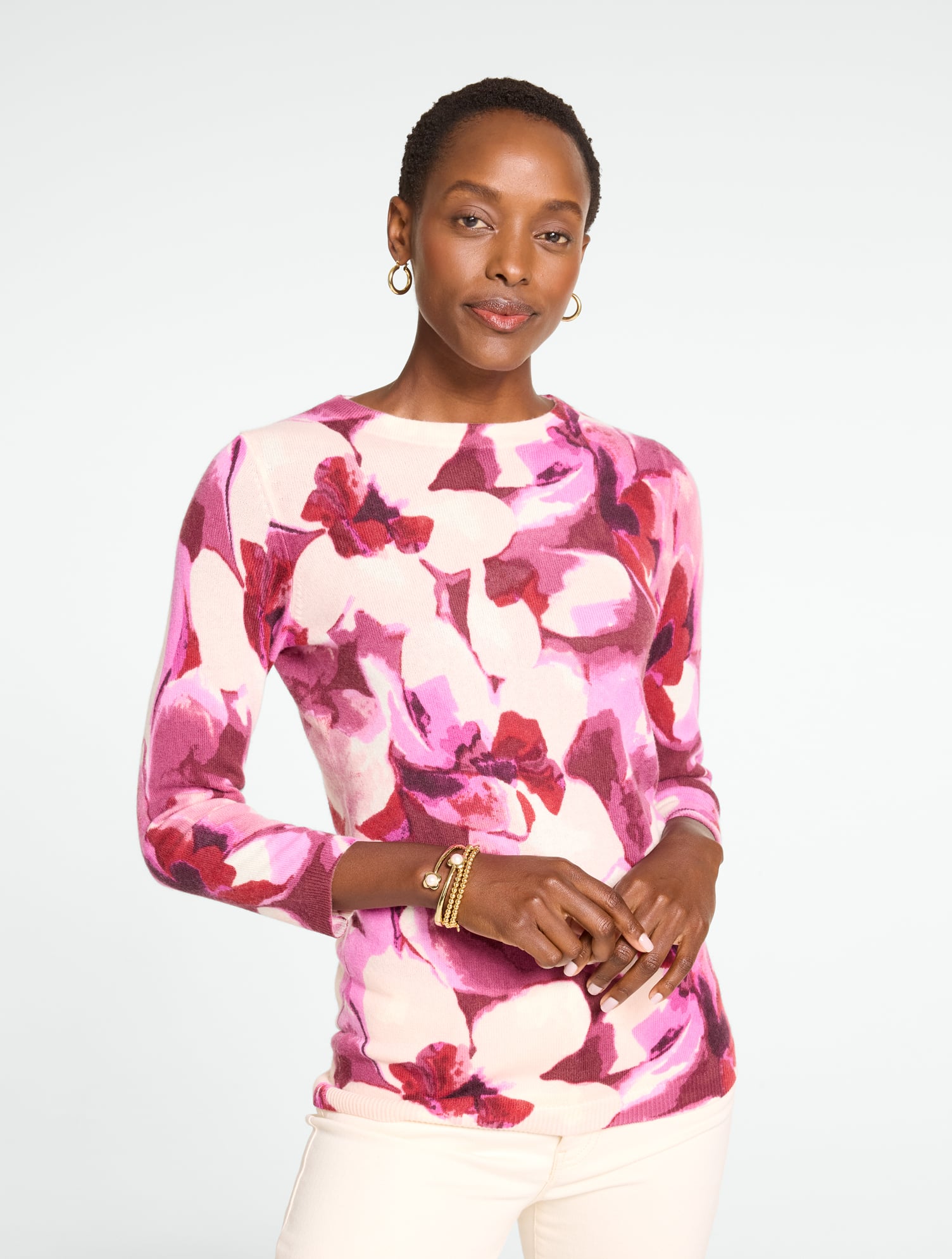 Audrey Cashmere Sweater - Luminous Blossoms