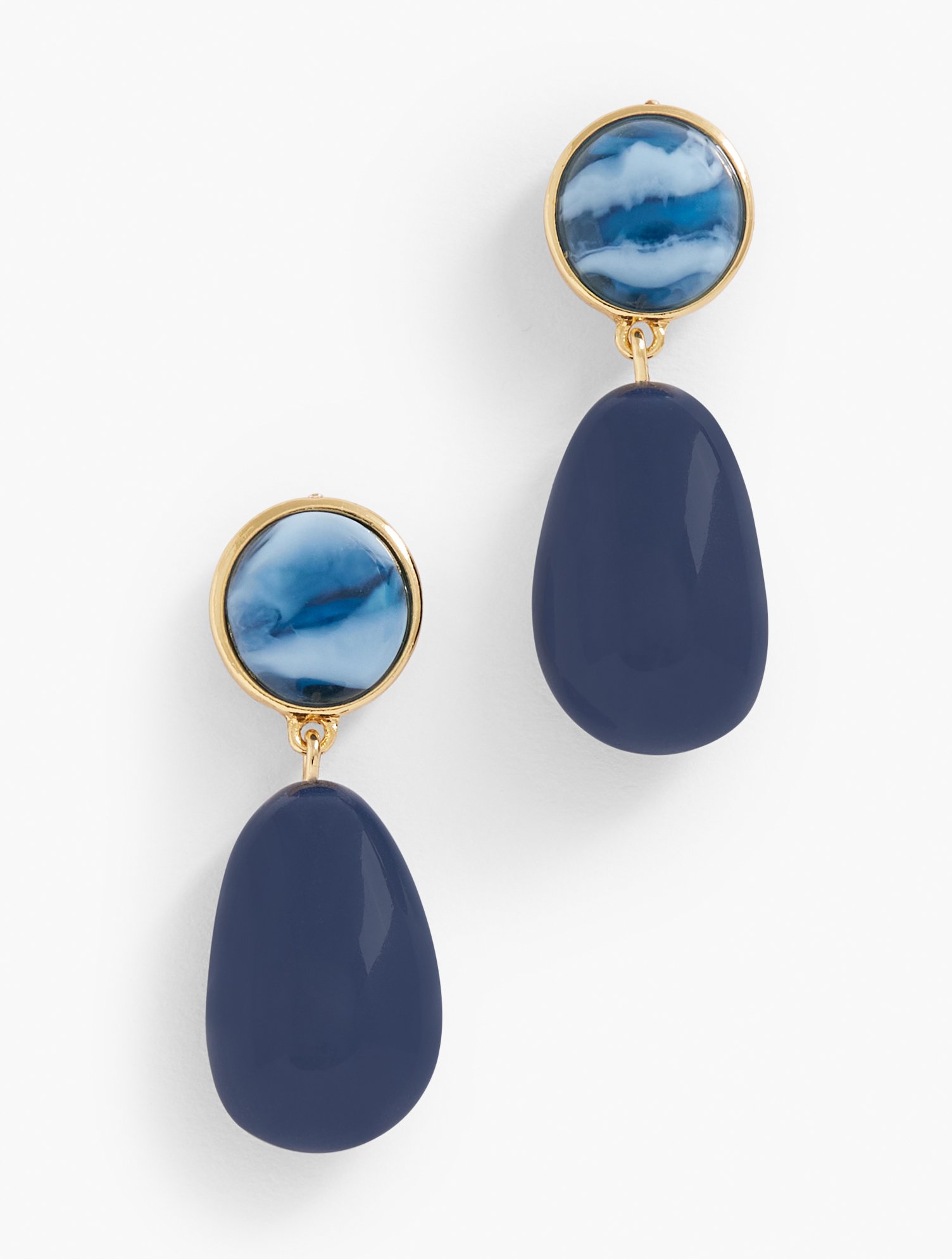 Talbots Refined Drop Earrings - Capri Blue/gold - 001