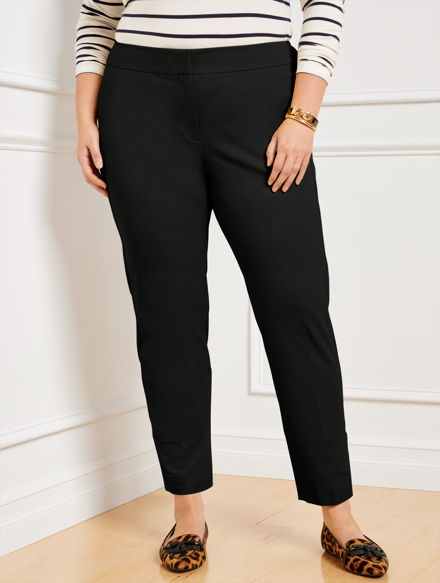 Talbots Plus Exclusive  Chatham Fly Front Ankle Pants - Solid - Black - 22
