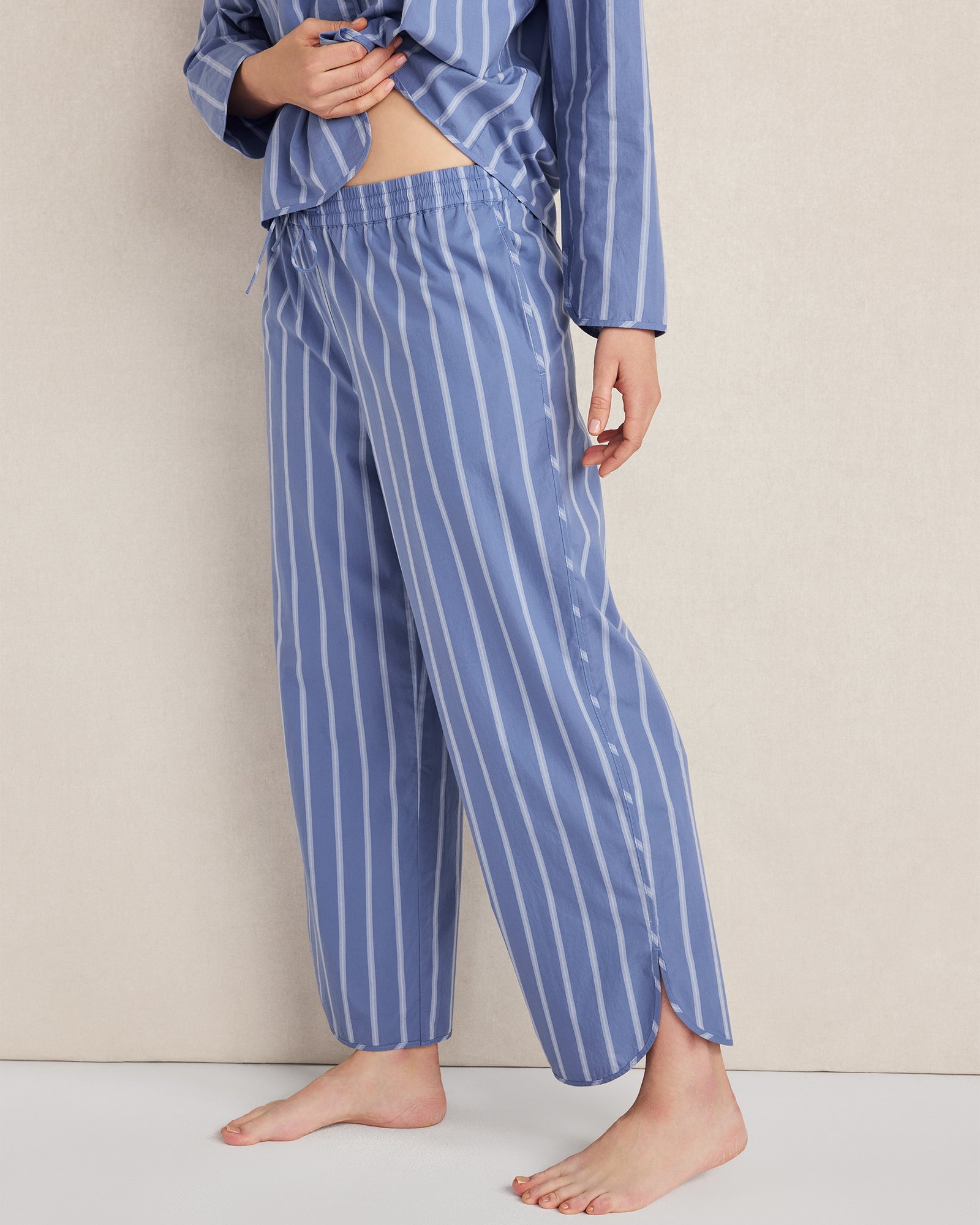 Organic Cotton Poplin Pinstripe Pajama Pants