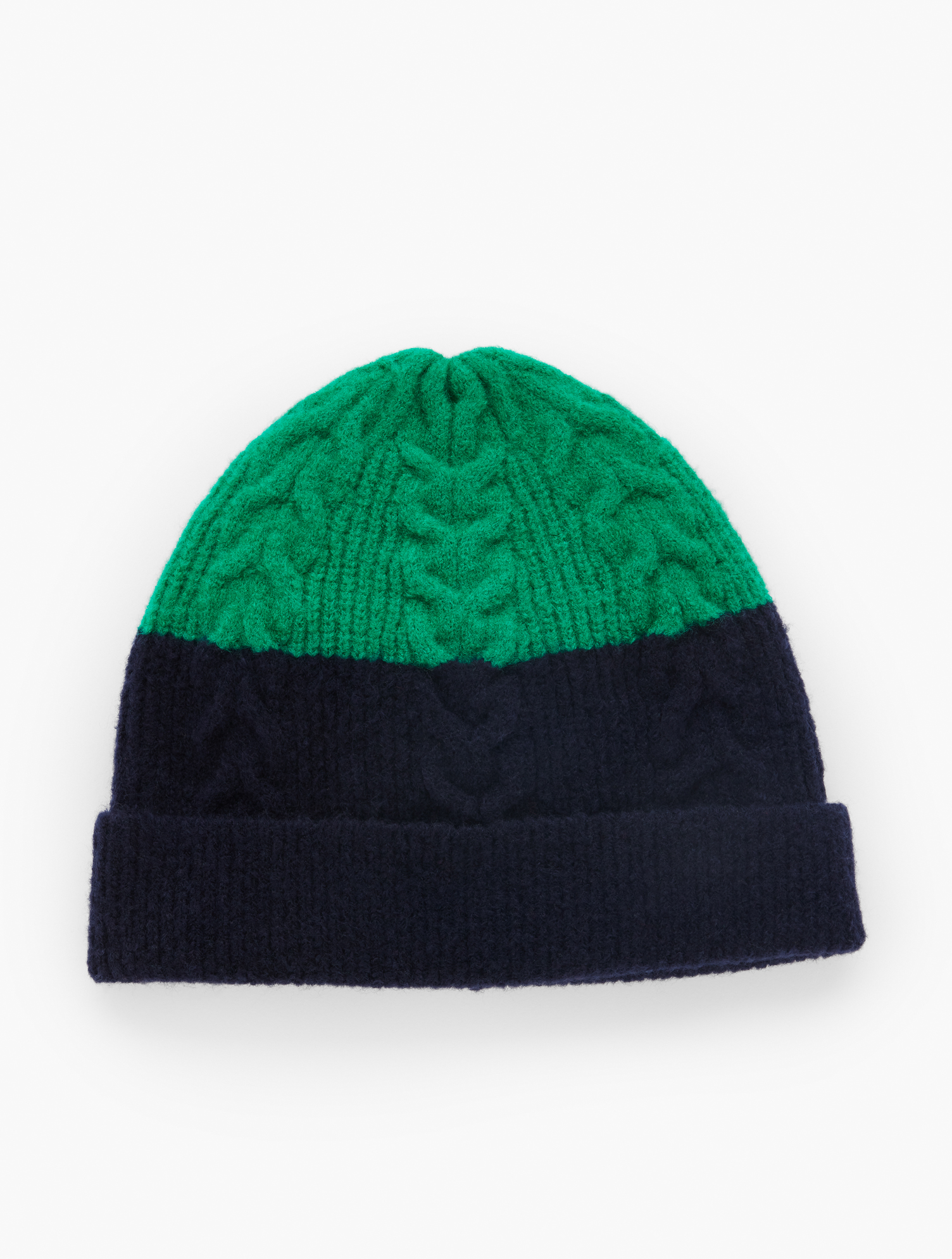 Talbots Cable Beanie - Colorblock - Blue - 001