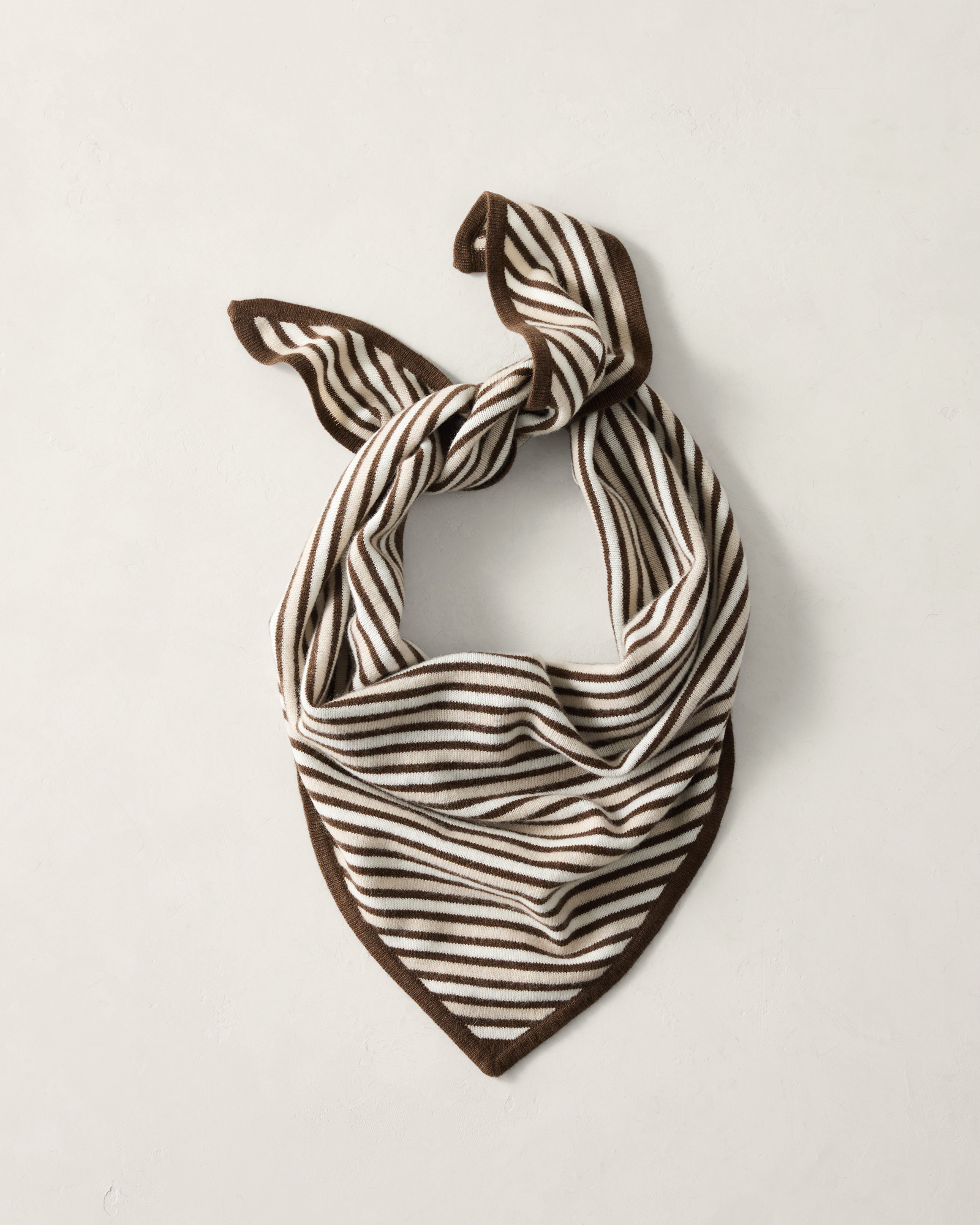 Wool and Cashmere Striped Triangle Scarf - thumbnail 4