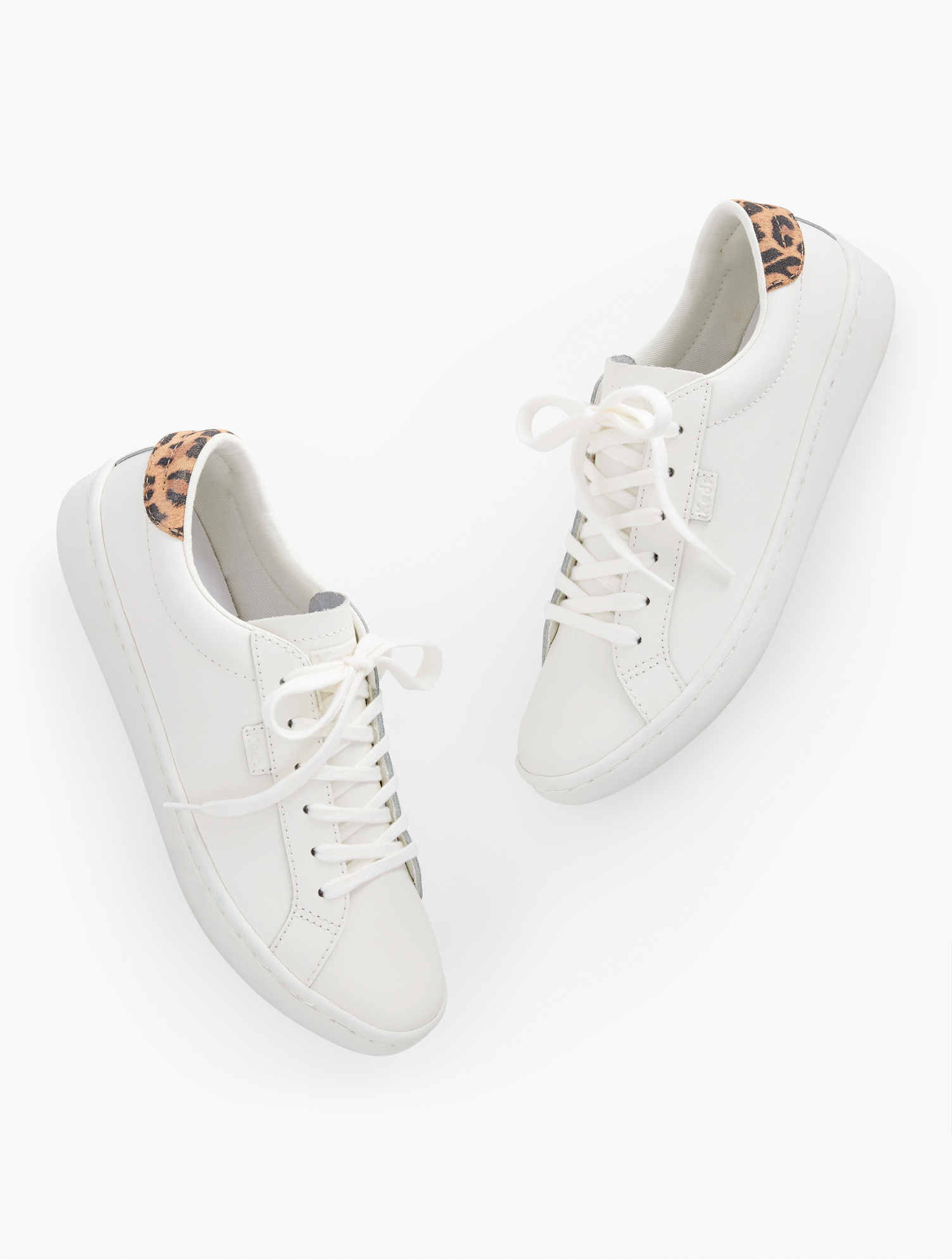 KEDS Â® ACE LEATHER SNEAKERS - WHITE/TAN - 8M TALBOTS