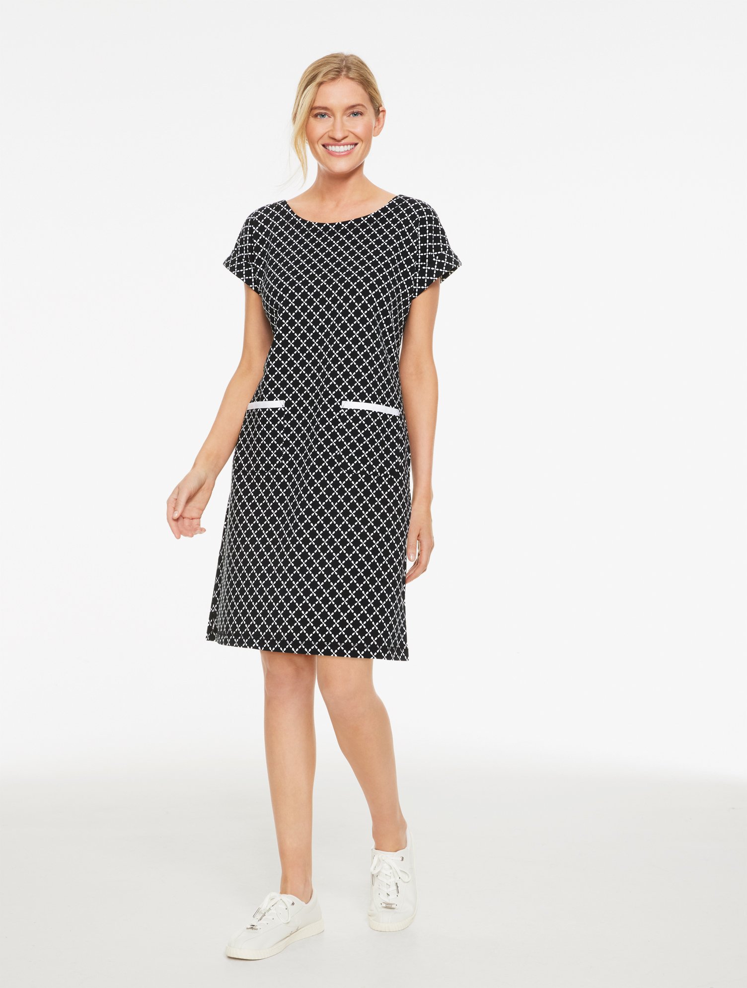 French Terry Short Sleeve Dress - Abstract Floral